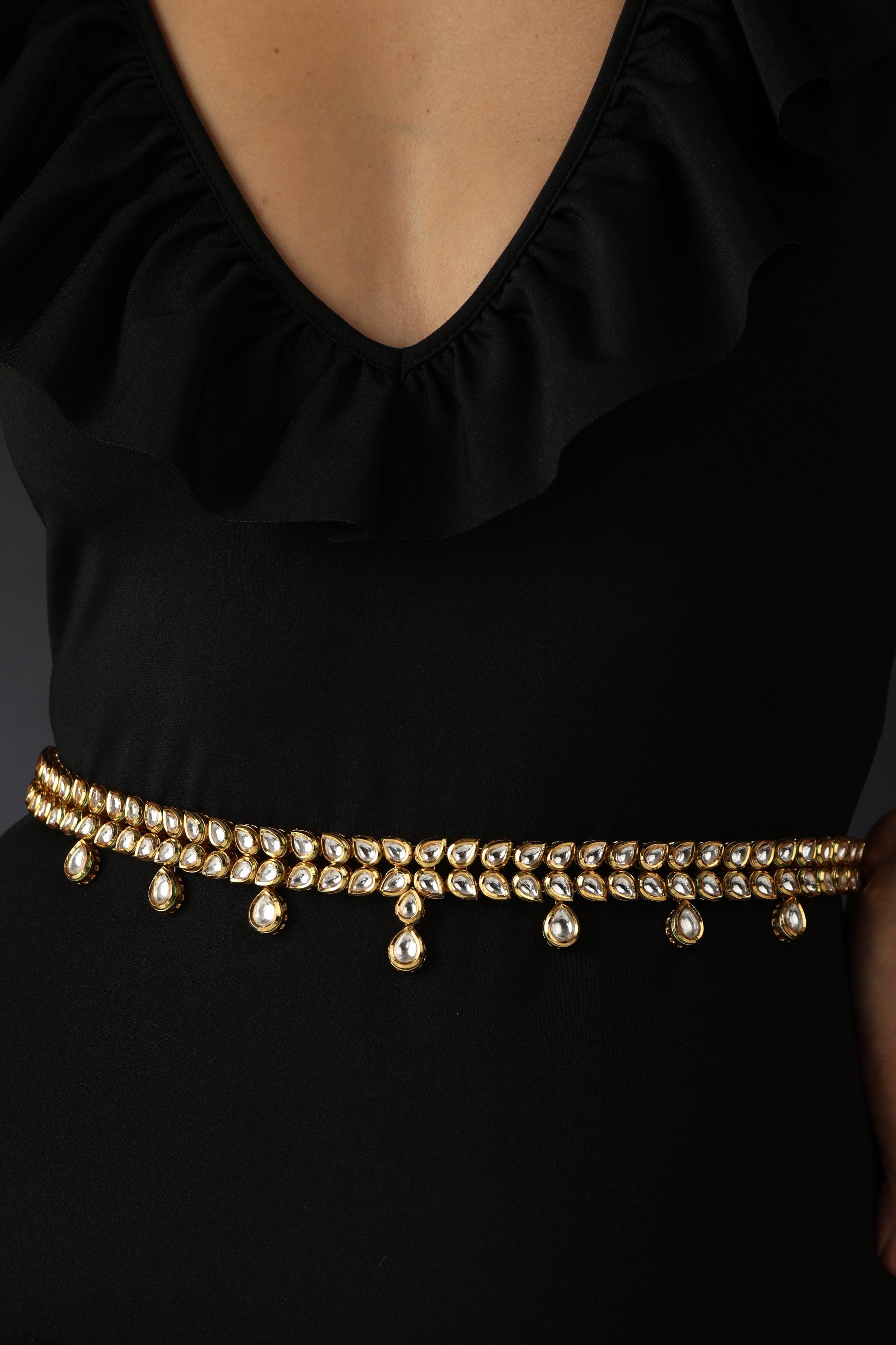 Golden Grace Kundan Waist Belt - Dyulokha
