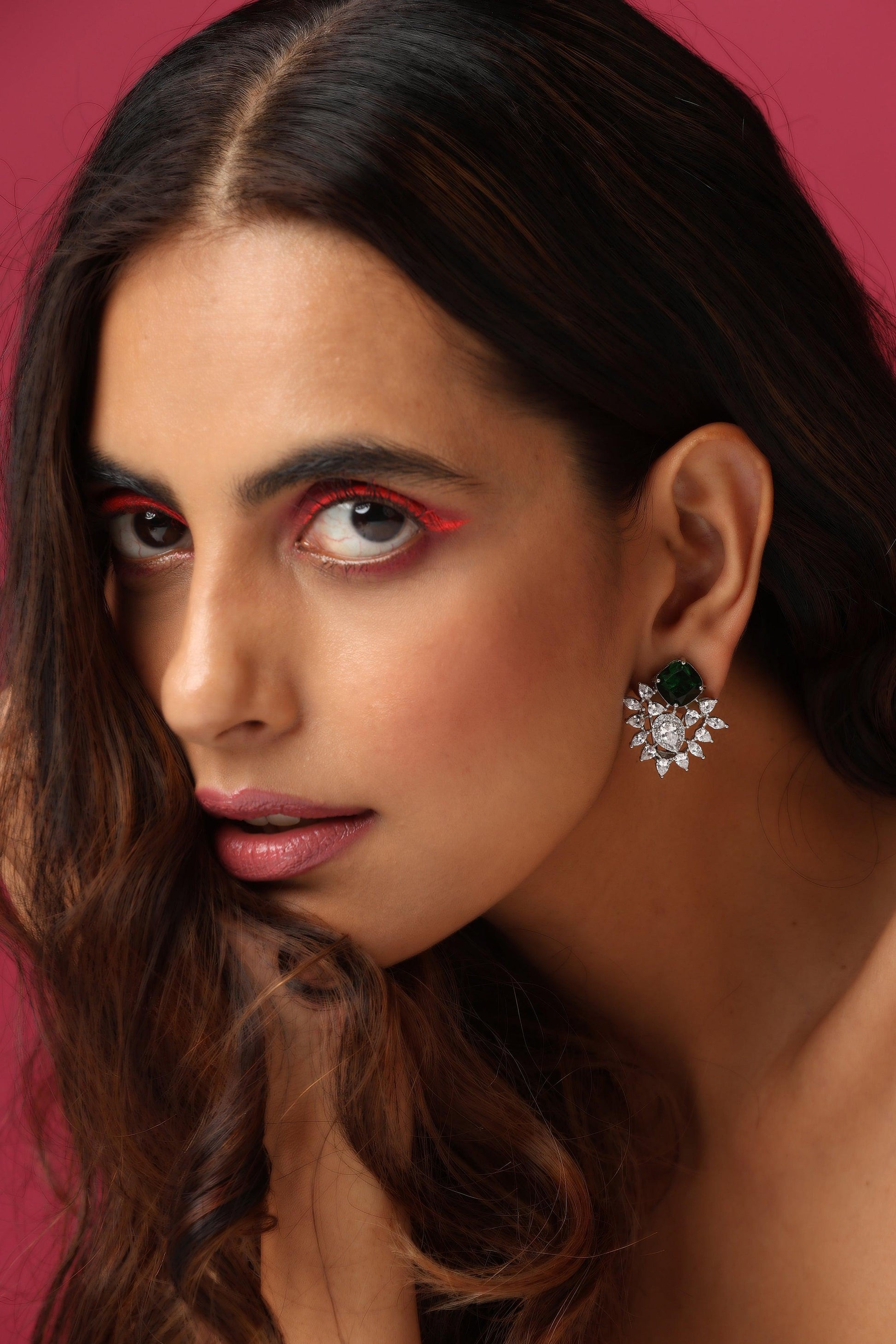 Emerald Shimmer Zirconia Earrings - Dyulokha