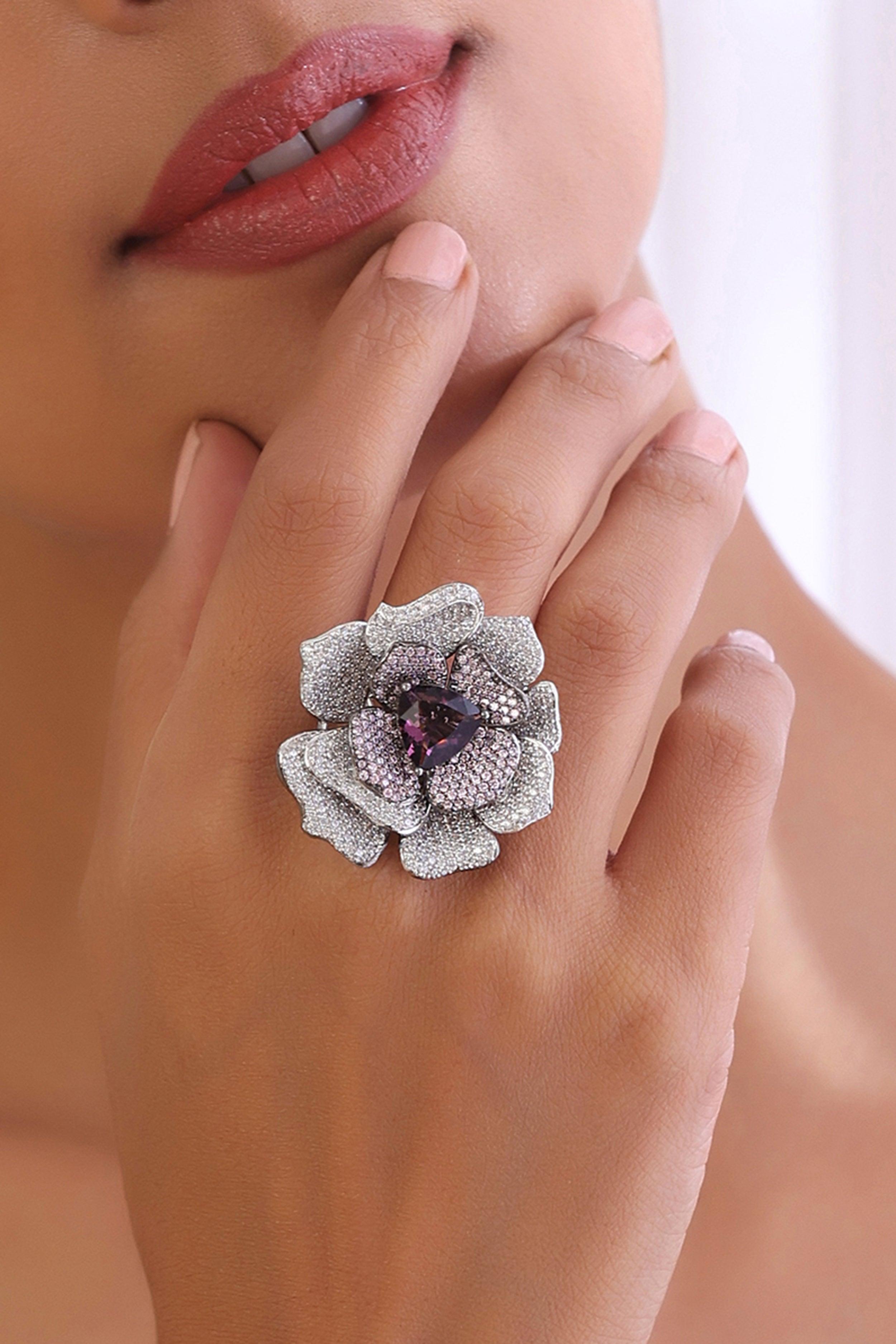Purple Bloom Zirconia Ring - Dyulokha