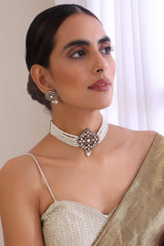 Frosty Elegance Victorian Polki Choker Set - Dyulokha