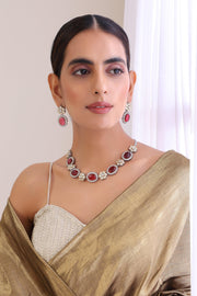 Crimson Charisma Polki Necklace Set - Dyulokha