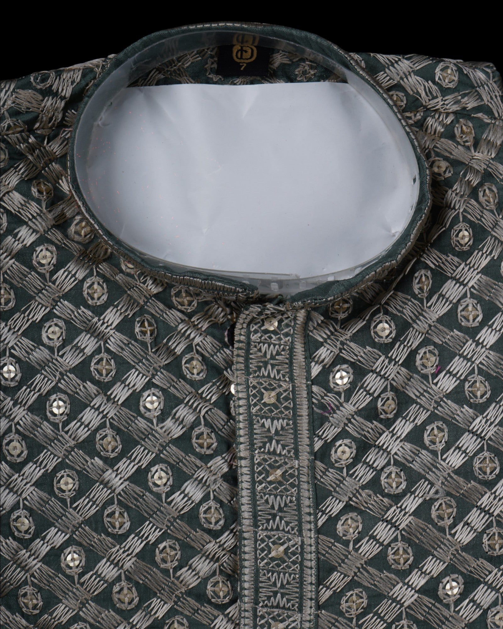 Block Print Cotton Sequin Embroidered Kurta Pajama