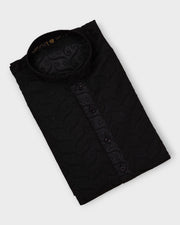 Textured Cotton Blend Embroidered Kurta Pajama Set