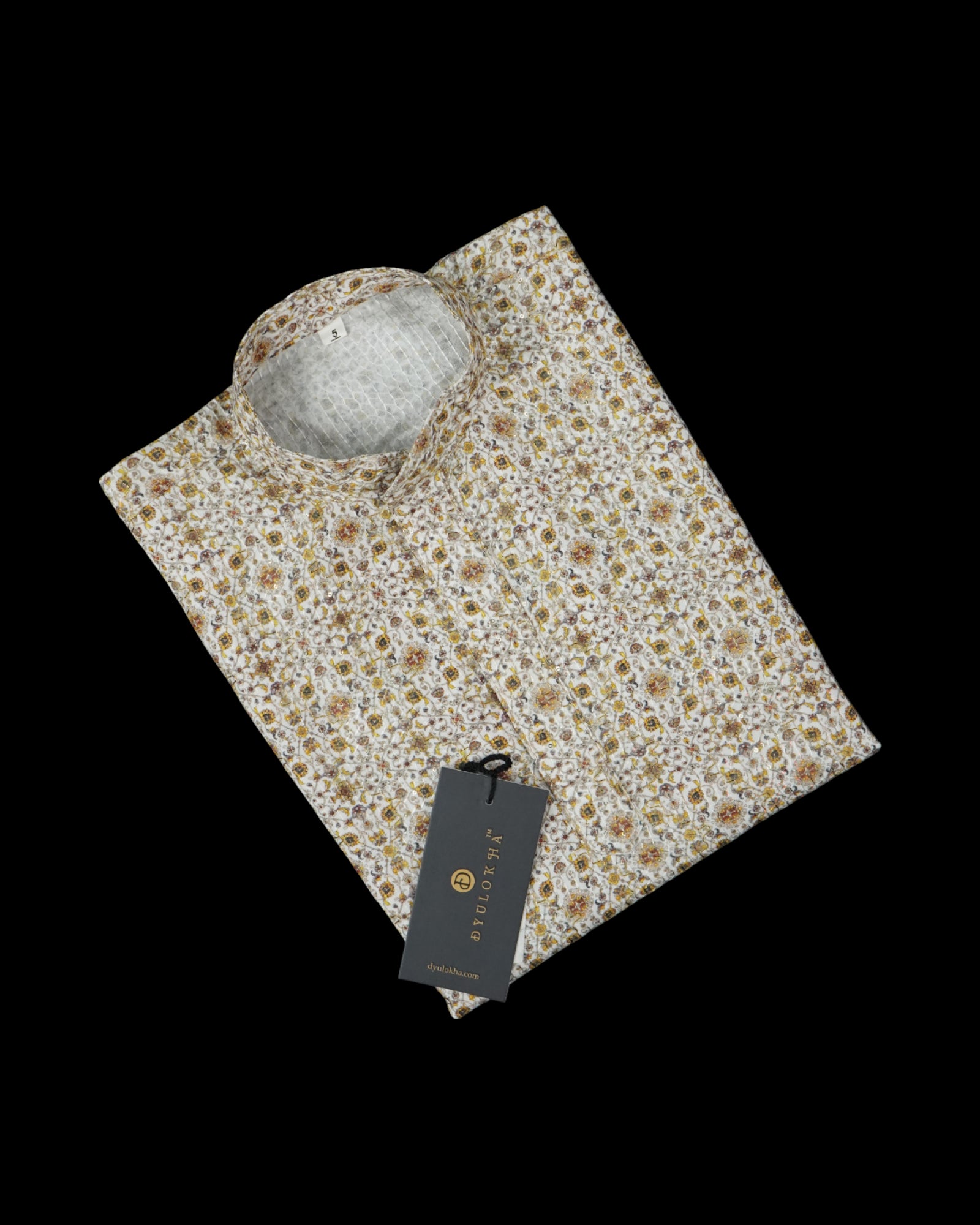 Floral Thread Embroidered Cotton Kurta Pajama Set