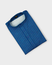 Blue Cotton Embroidered Kurta Pajama Set