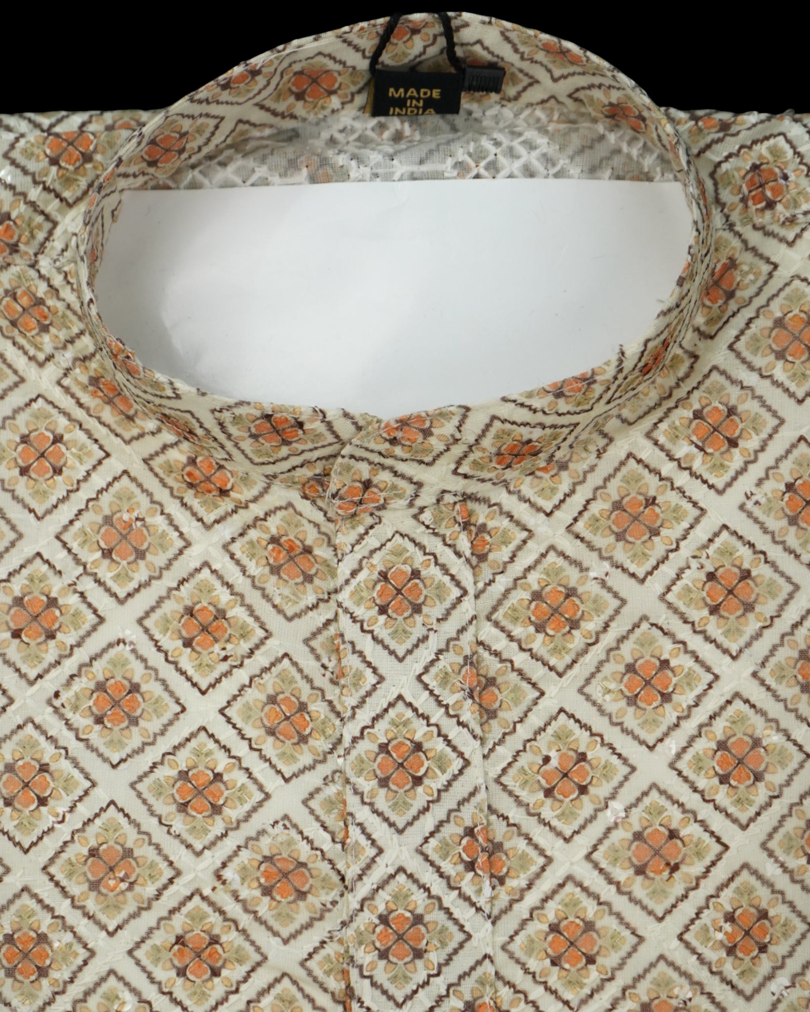 Block Print Embroidered Cotton Kurta Pajama