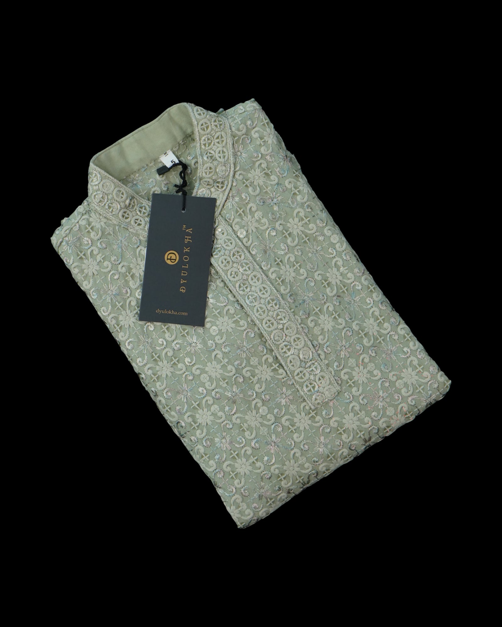 Cotton Blend Sequined Embroidered Kurta Pajama Set