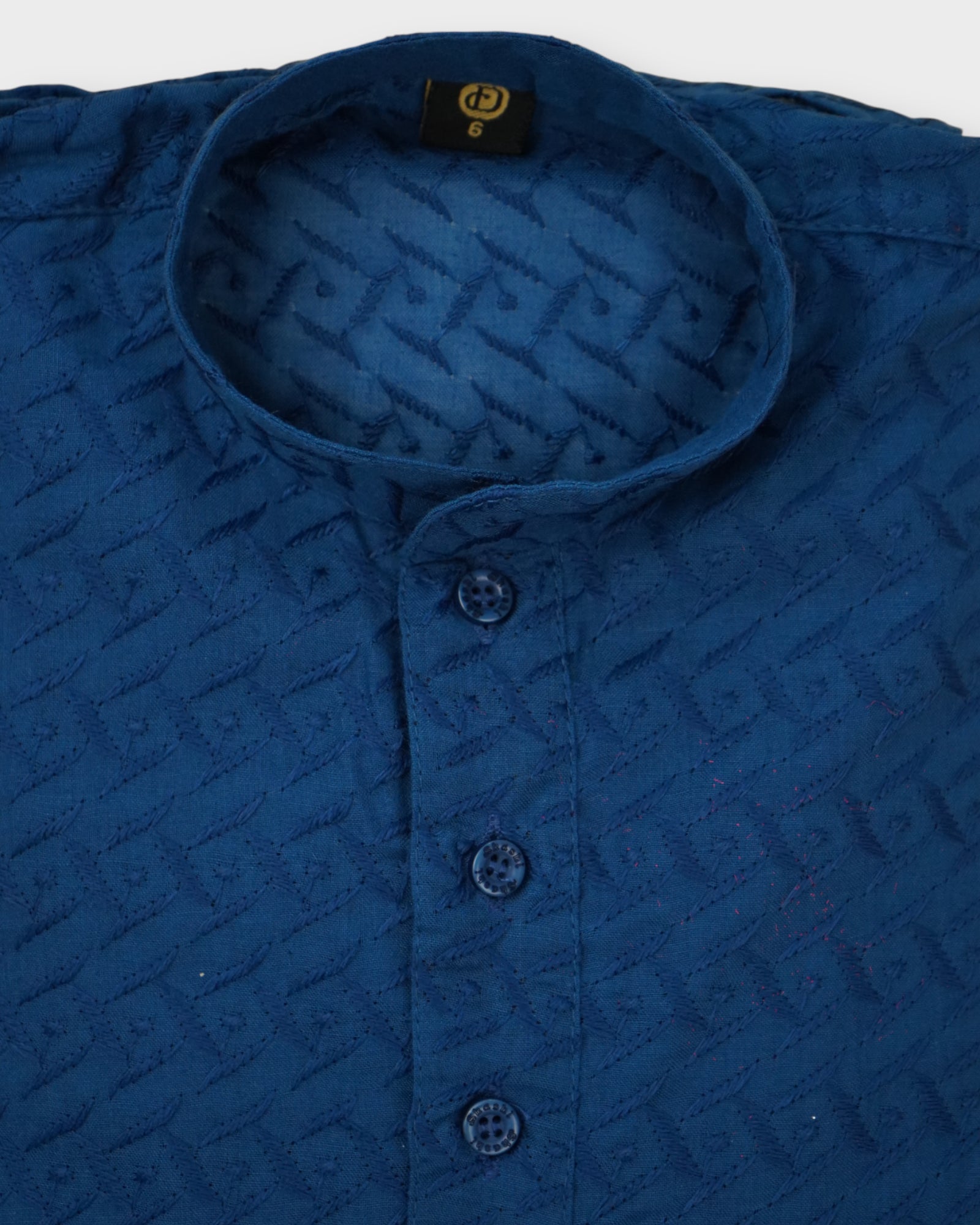 Cotton Geometric Embroidered Kurta Pajama Set