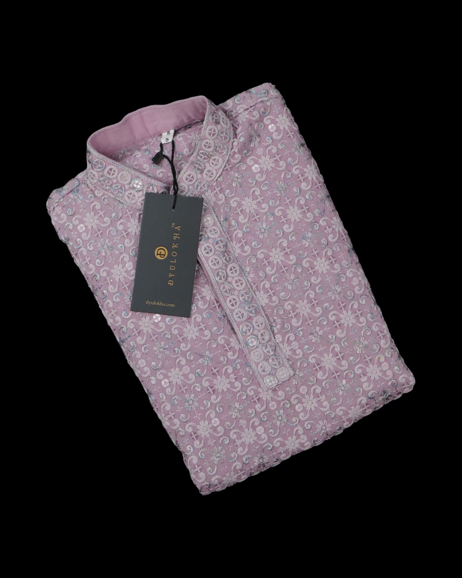 Cotton Blend Sequined Embroidered Kurta Pajama Set