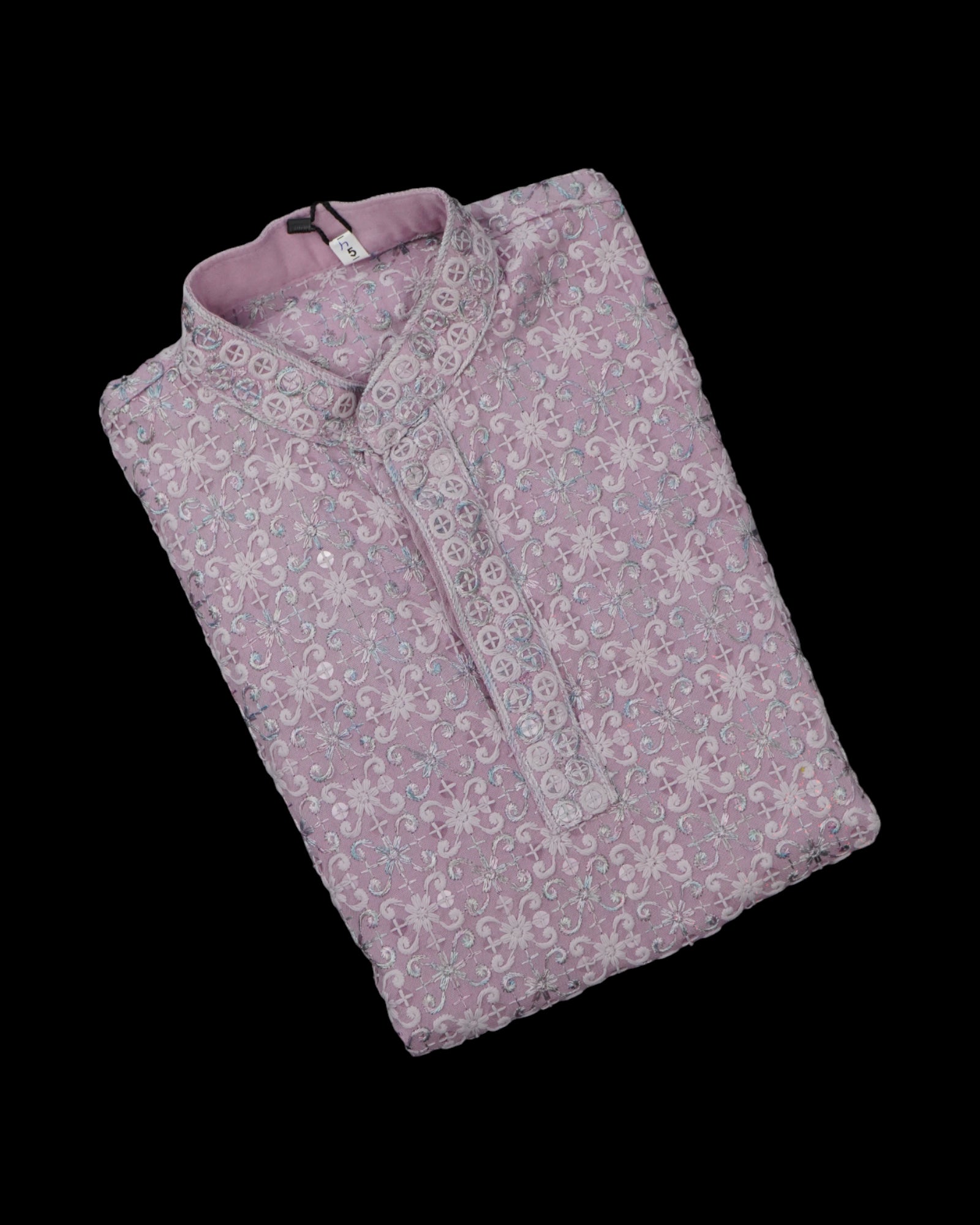 Cotton Blend Sequined Embroidered Kurta Pajama Set