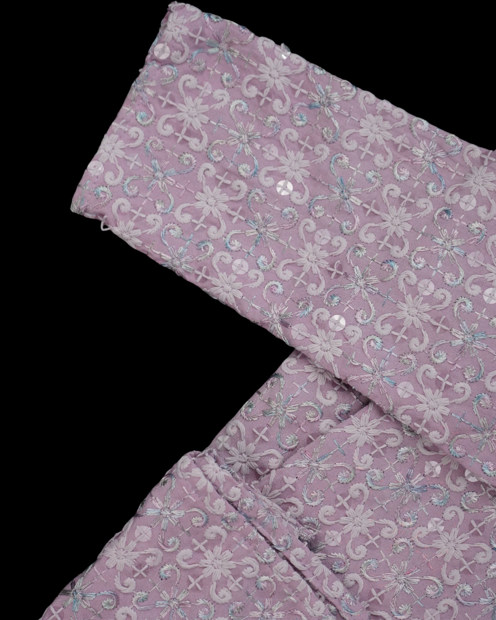 Cotton Blend Sequined Embroidered Kurta Pajama Set