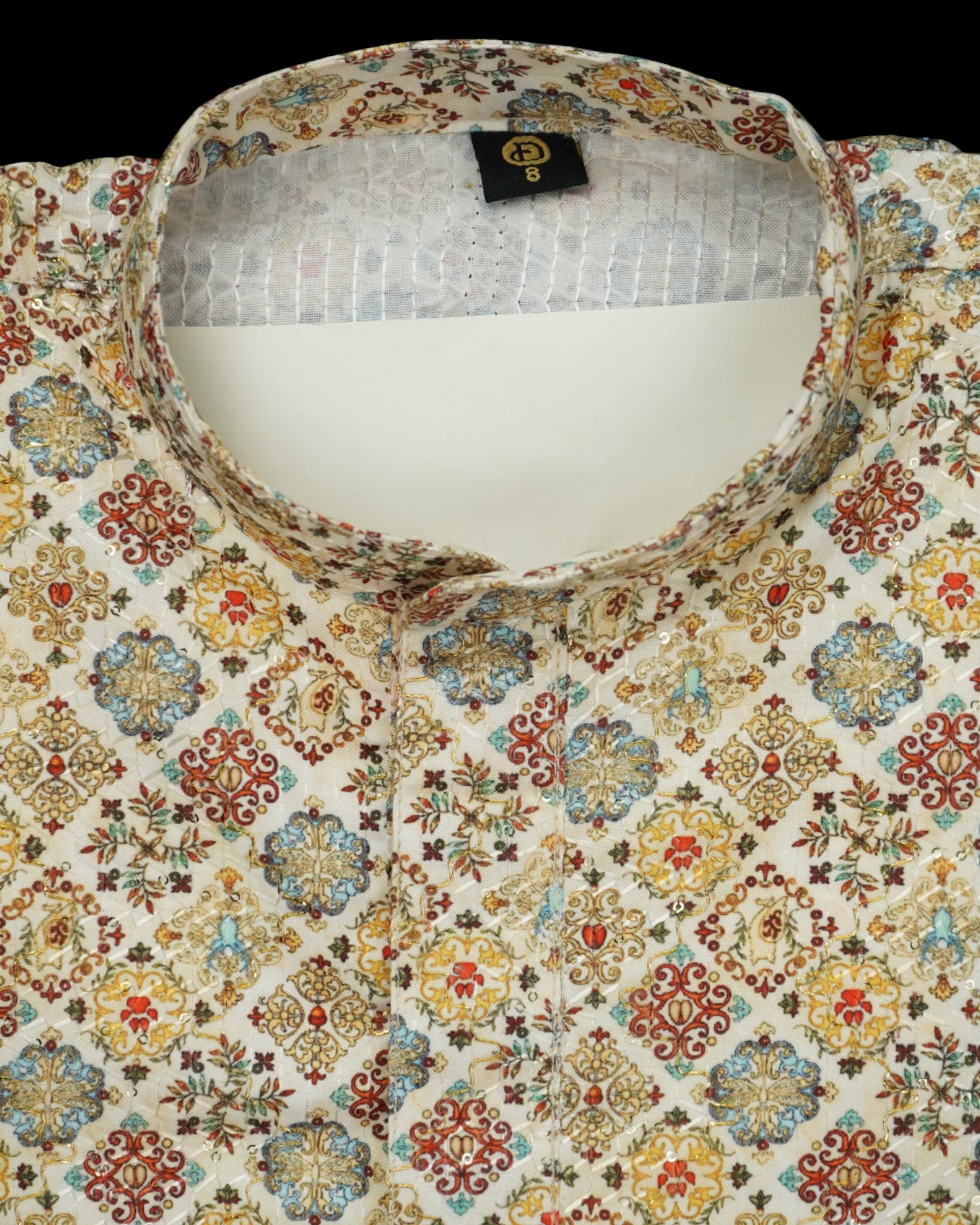 Block Printed Sequins Cotton Kurta Pajama Set