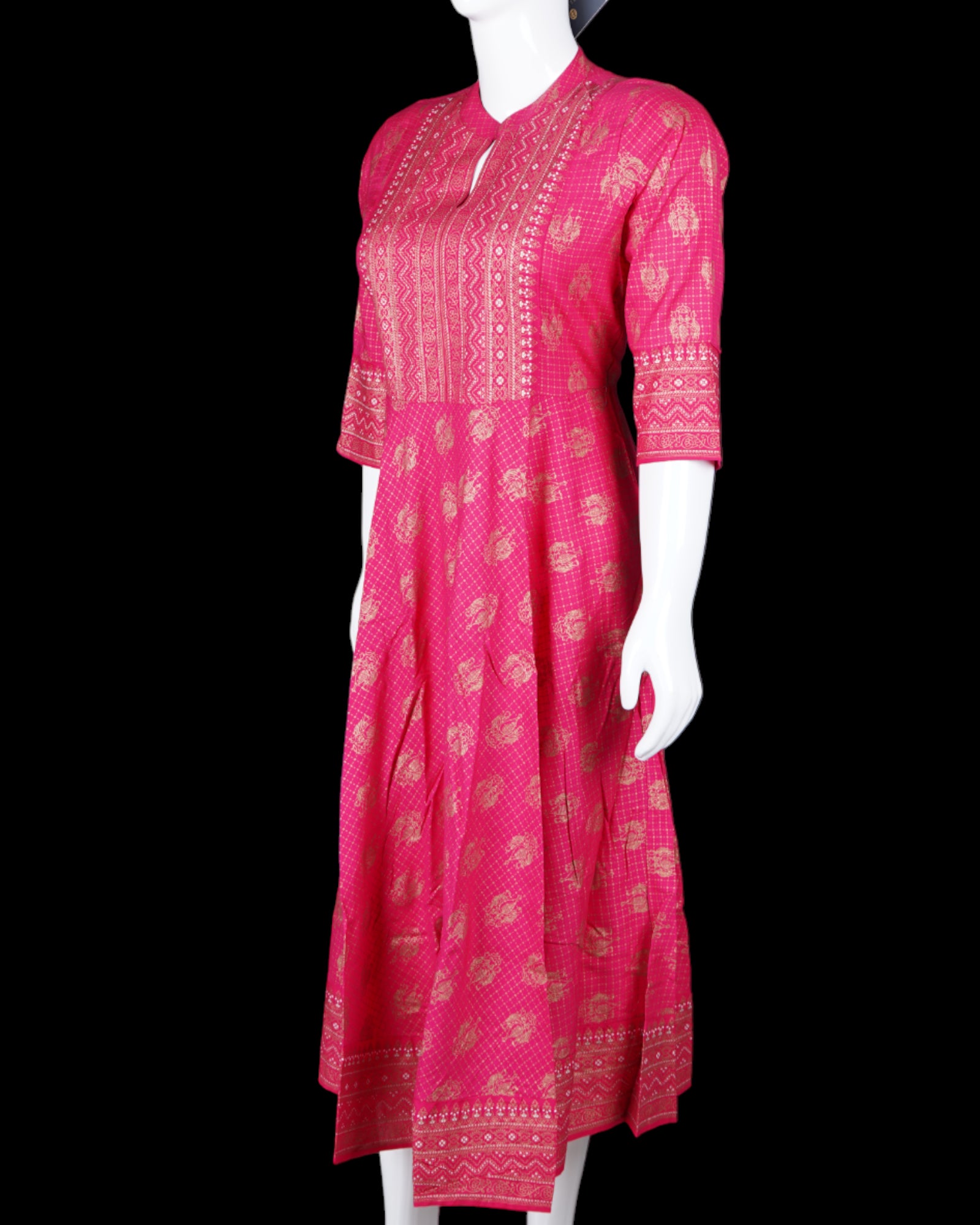 Pink Cotton Ethnic Gown With Stylish Design