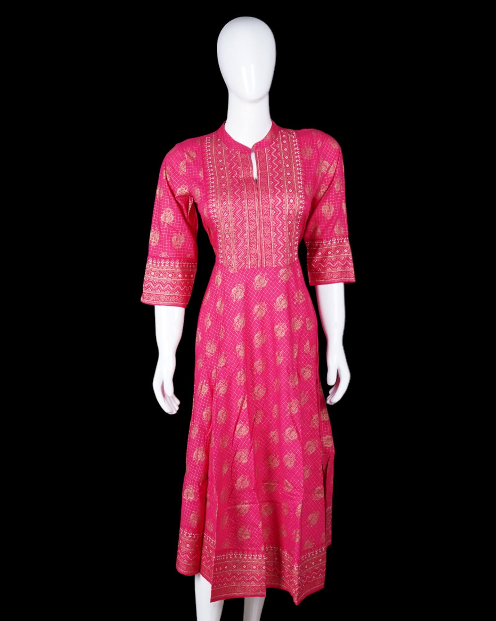 Pink Cotton Ethnic Gown With Stylish Design