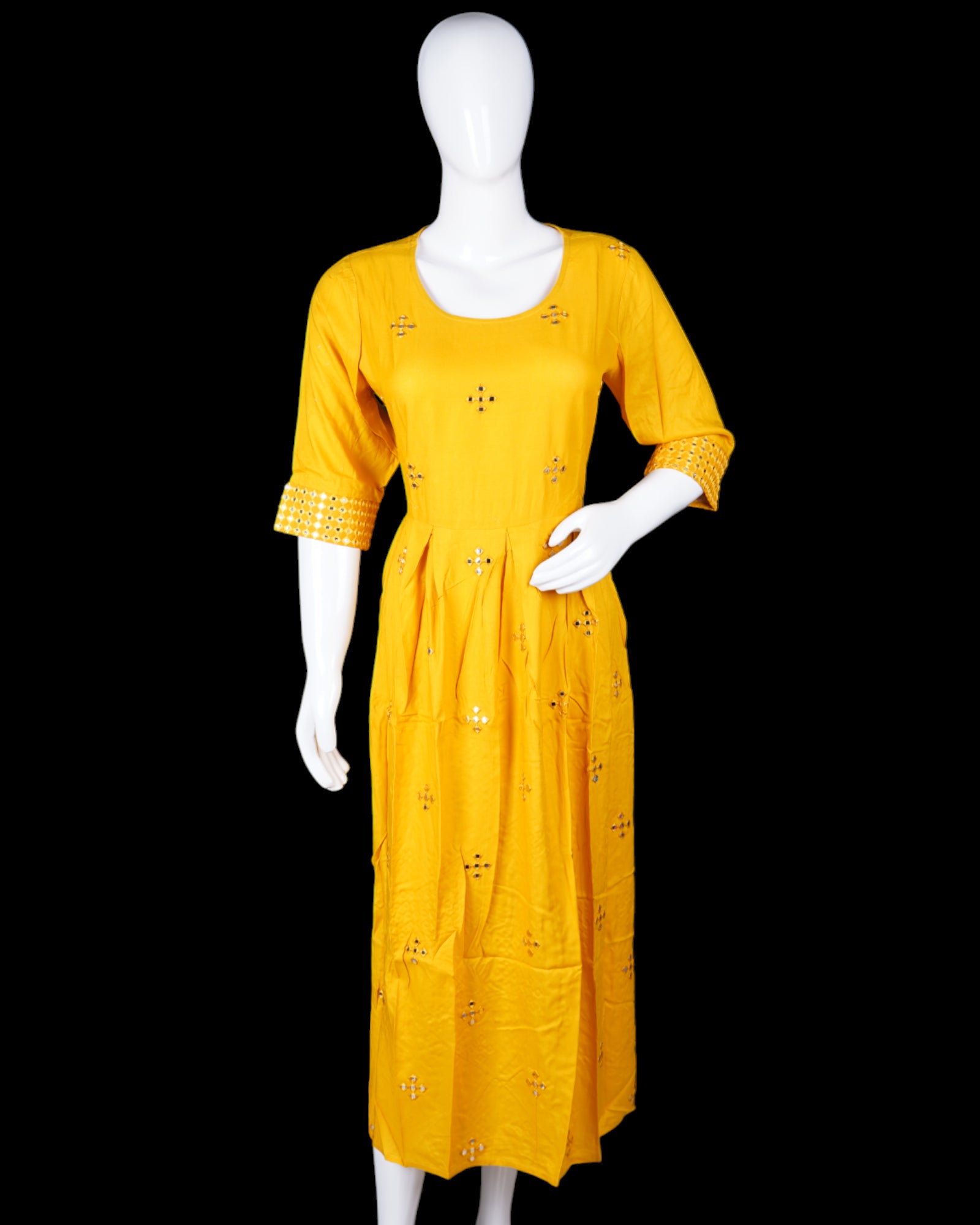 Yellow Cotton Gown For Women
