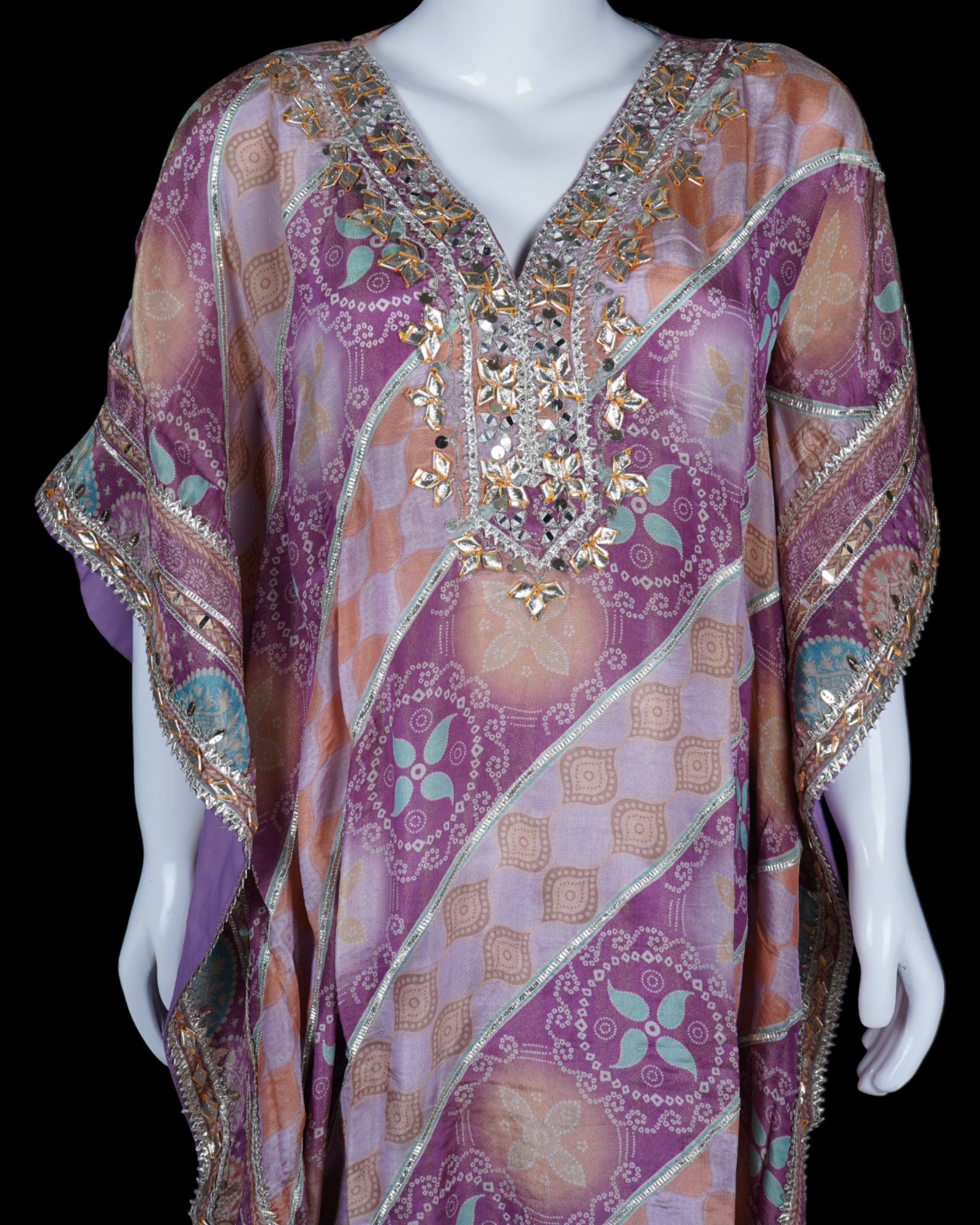 Bandhani Cotton Kaftan With Dhoti Set