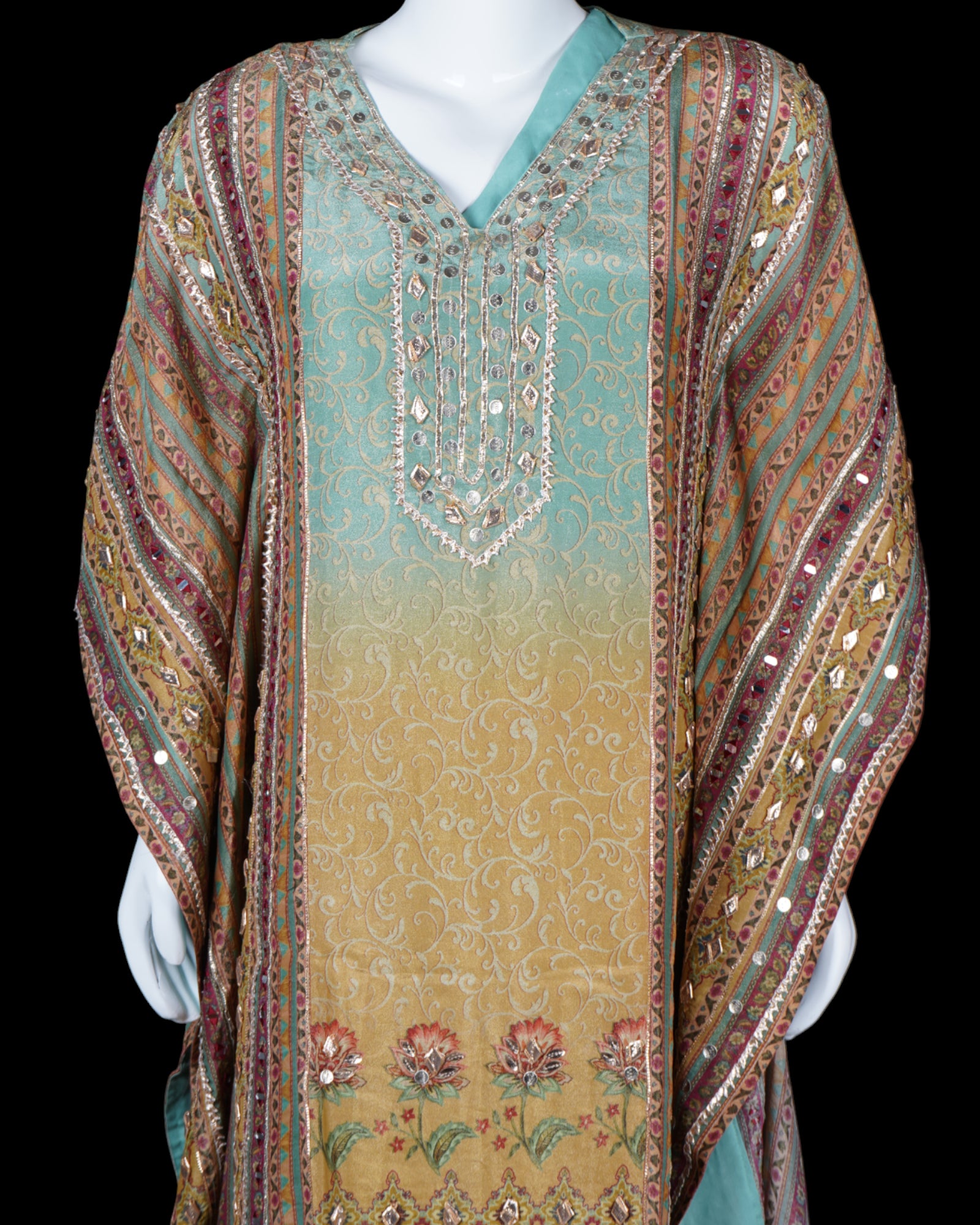Shimmering Jalar Kaftan With Stylish Dhoti Set
