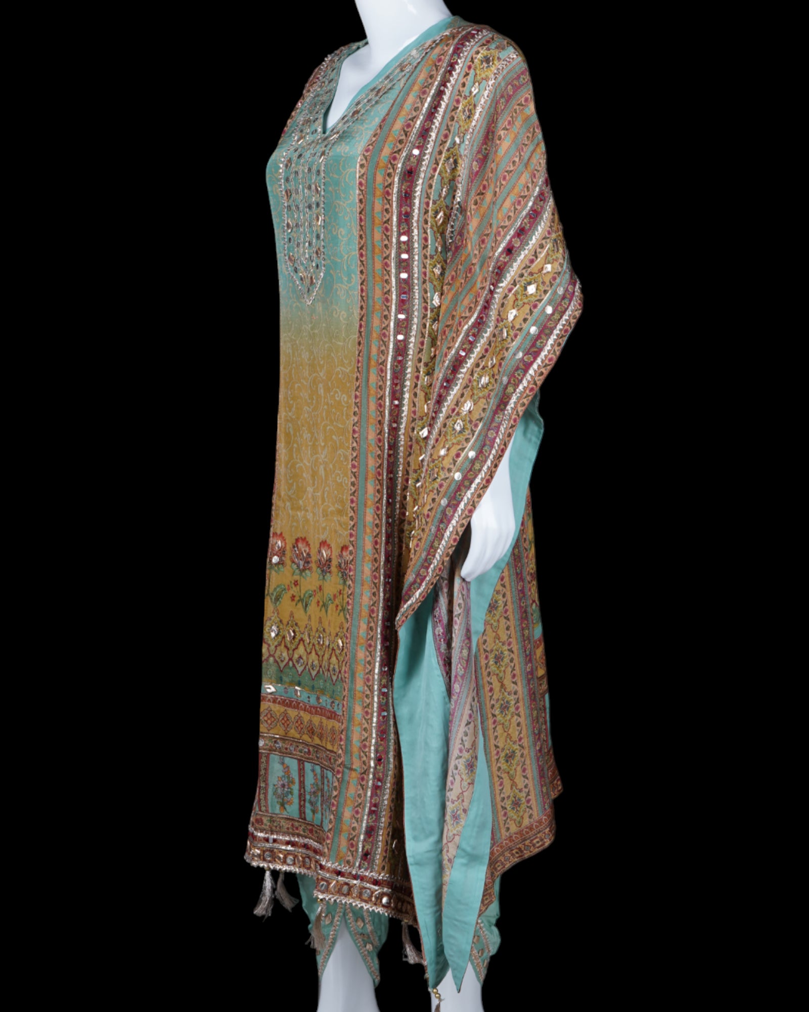 Shimmering Jalar Kaftan With Stylish Dhoti Set