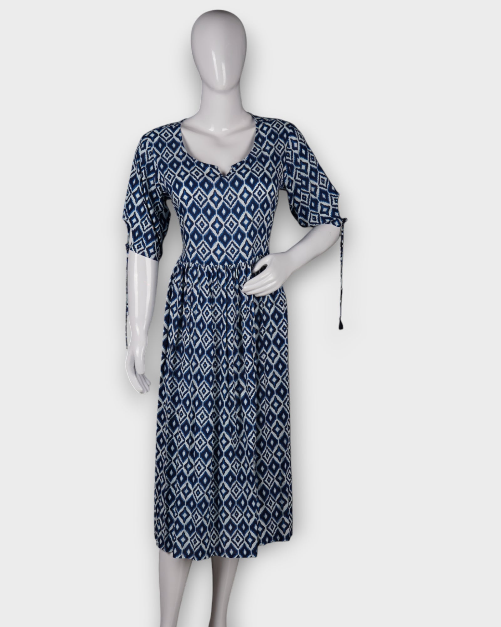 Navy Rayon Gown With Elegant Self Diamond Design