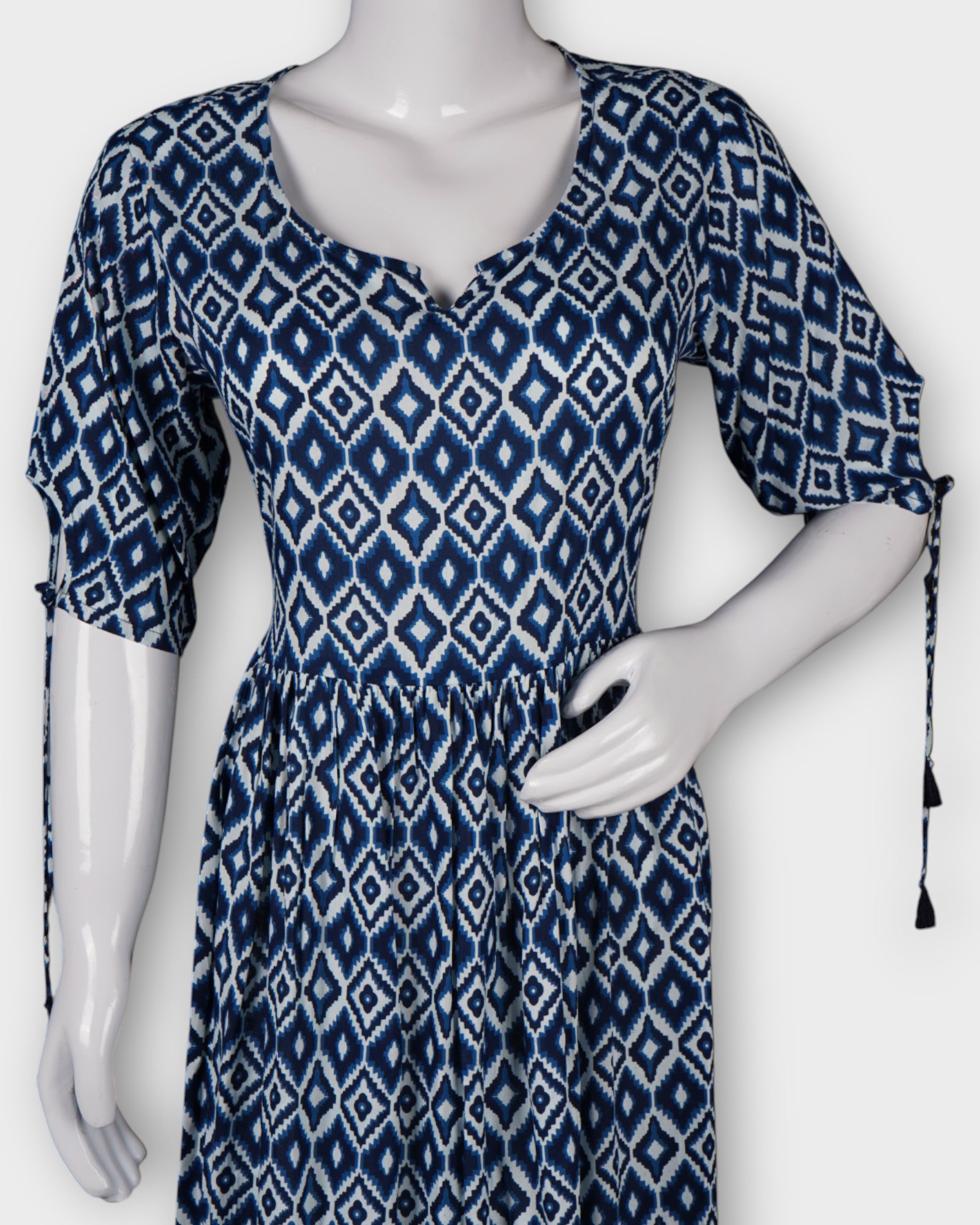 Navy Rayon Gown With Elegant Self Diamond Design
