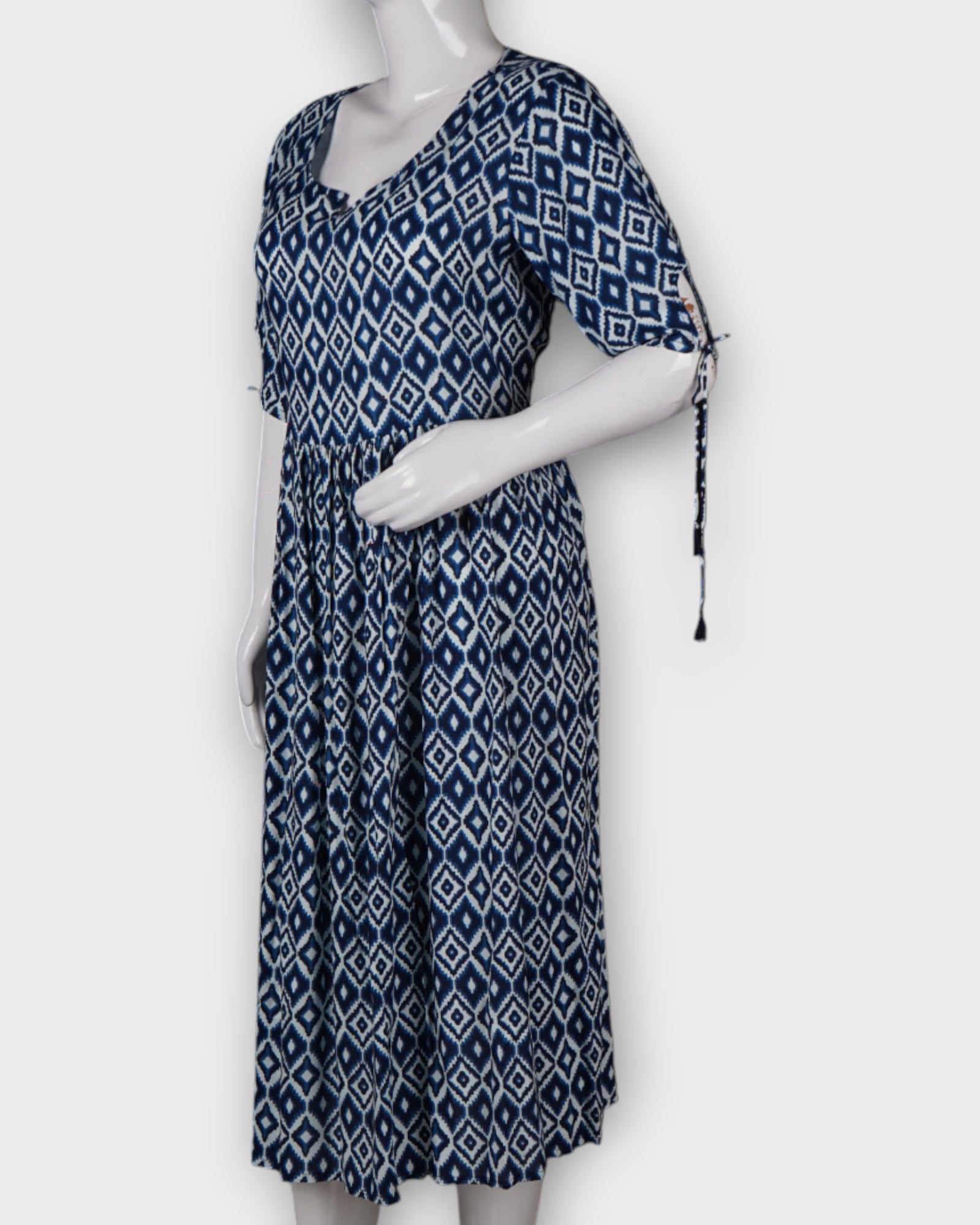 Navy Rayon Gown With Elegant Self Diamond Design