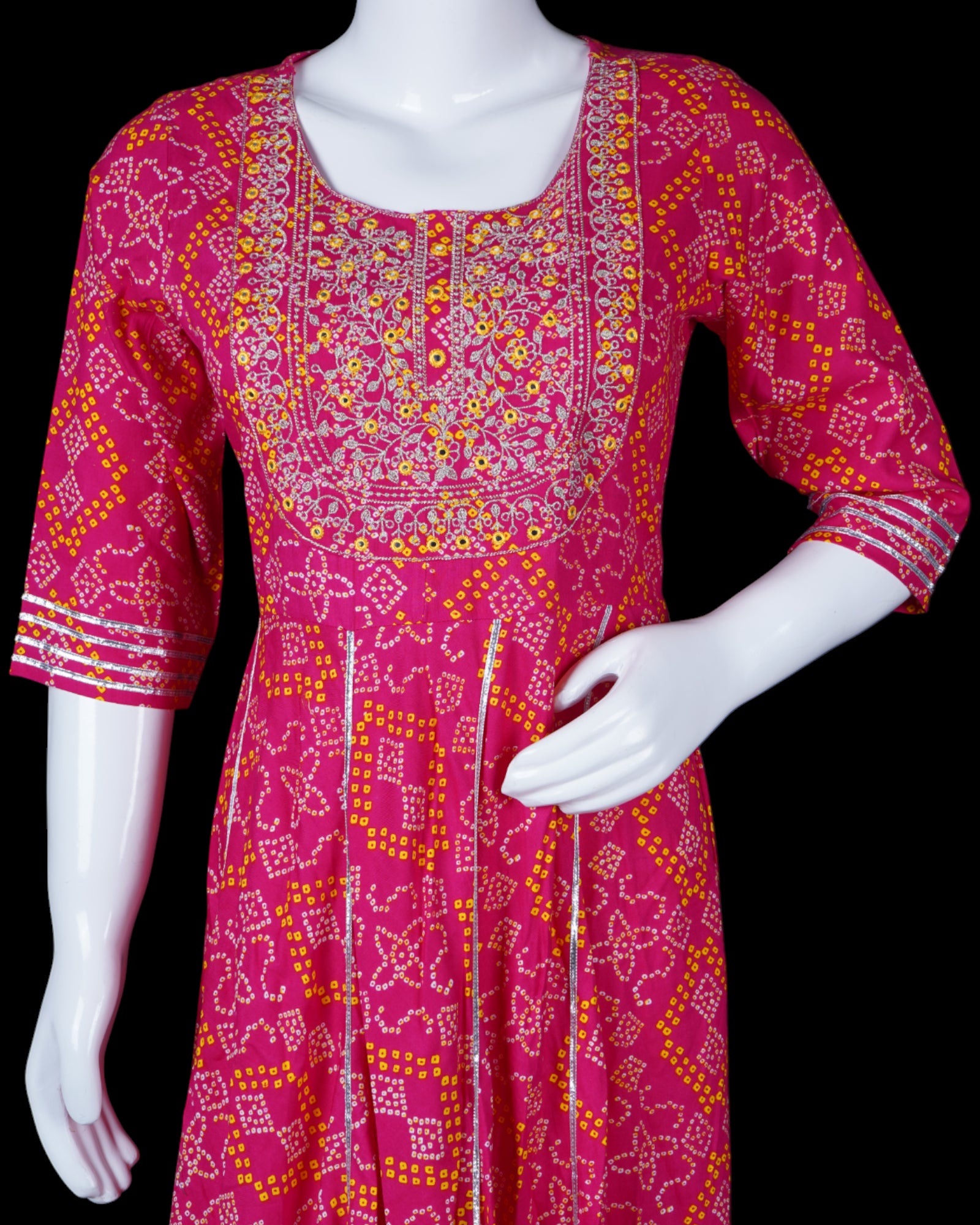 Rani Pink Rayon Gown With Elbow Sleeves