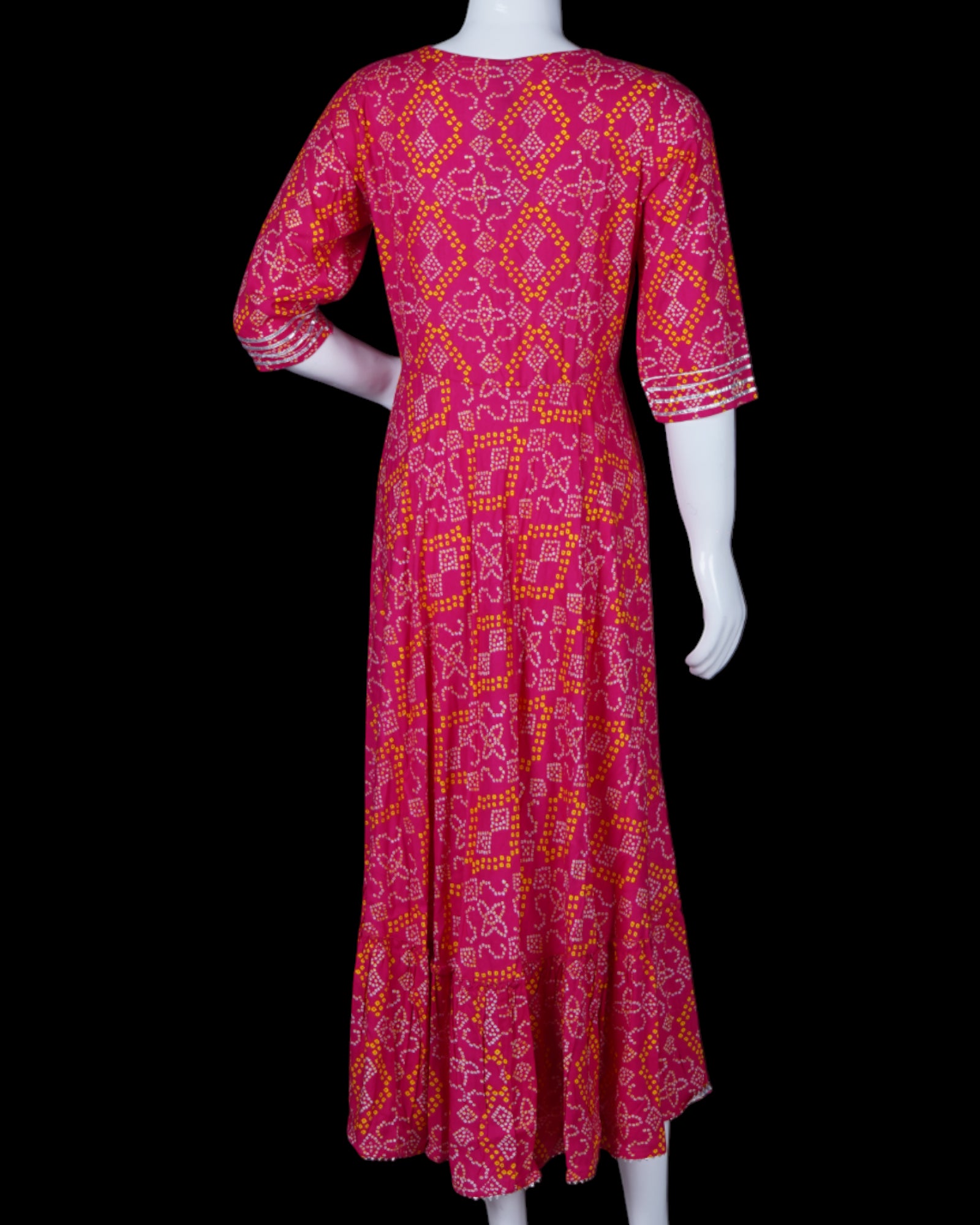 Rani Pink Rayon Gown With Elbow Sleeves