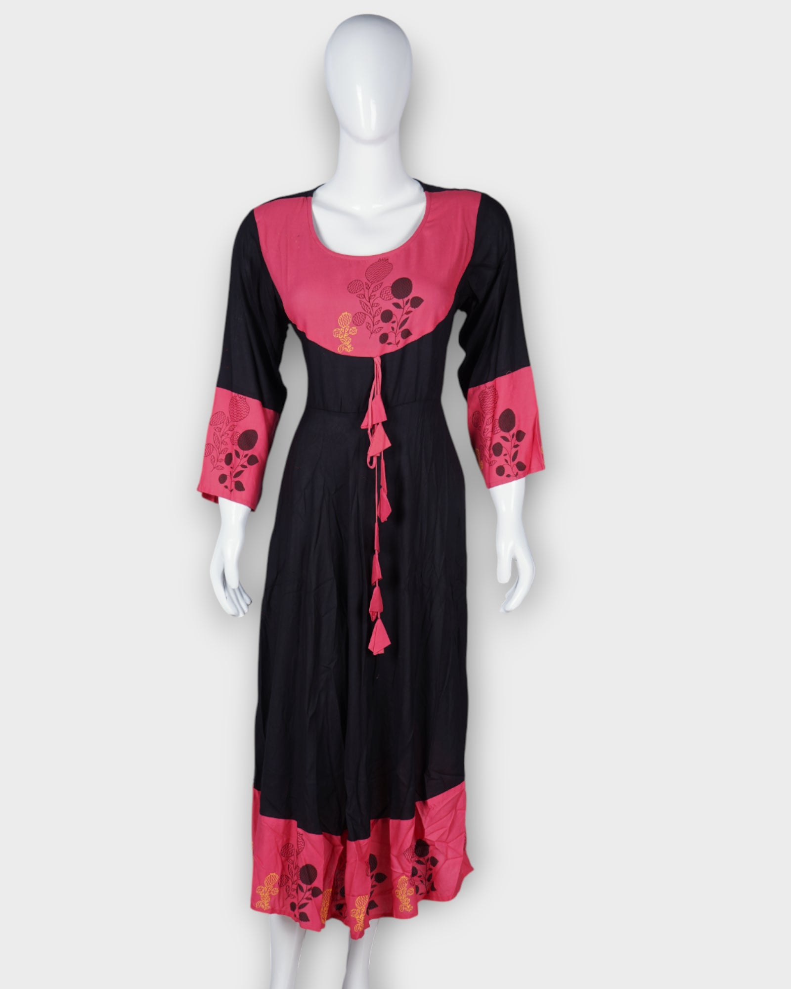 Black Cotton Ethnic Gown