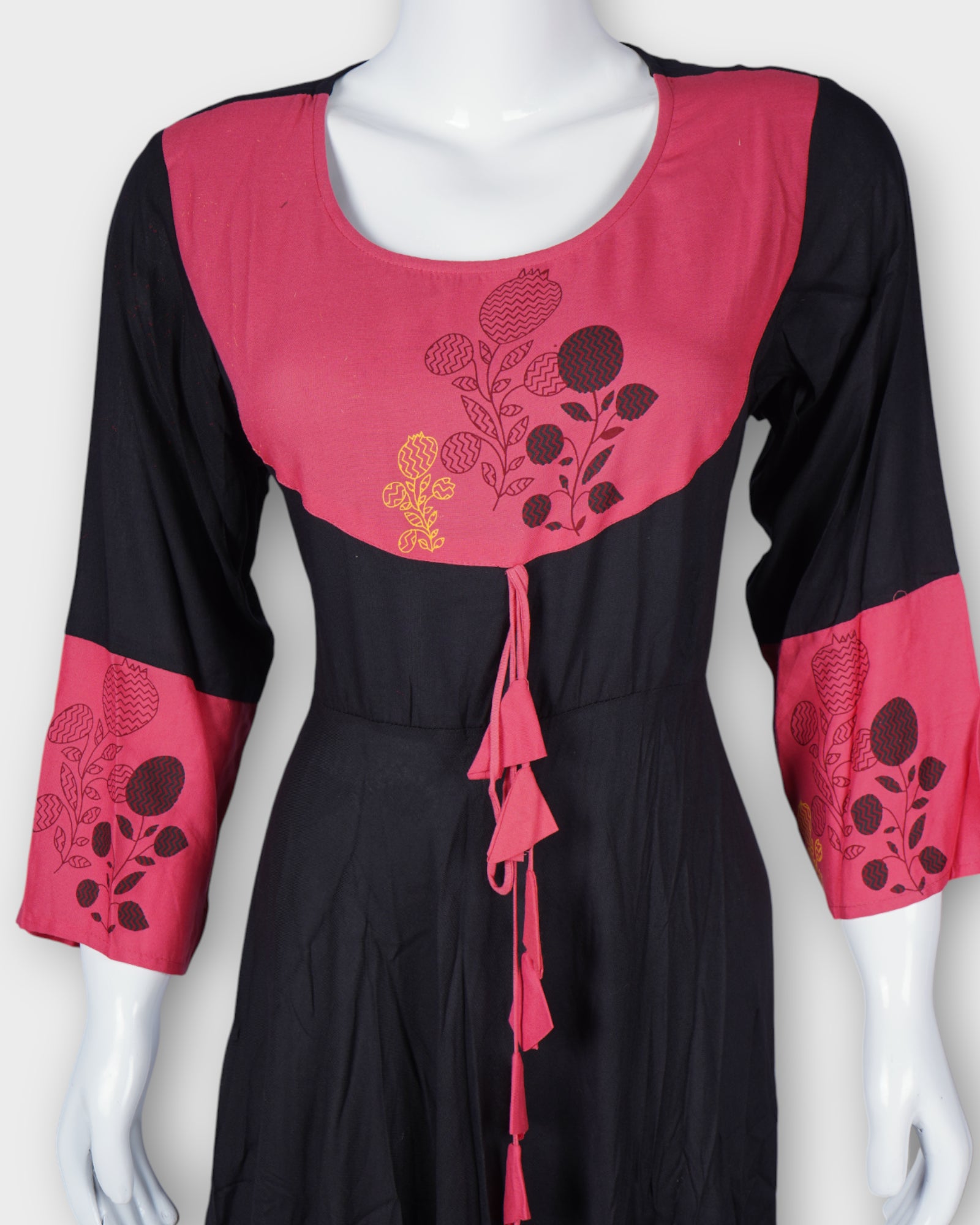 Black Cotton Ethnic Gown
