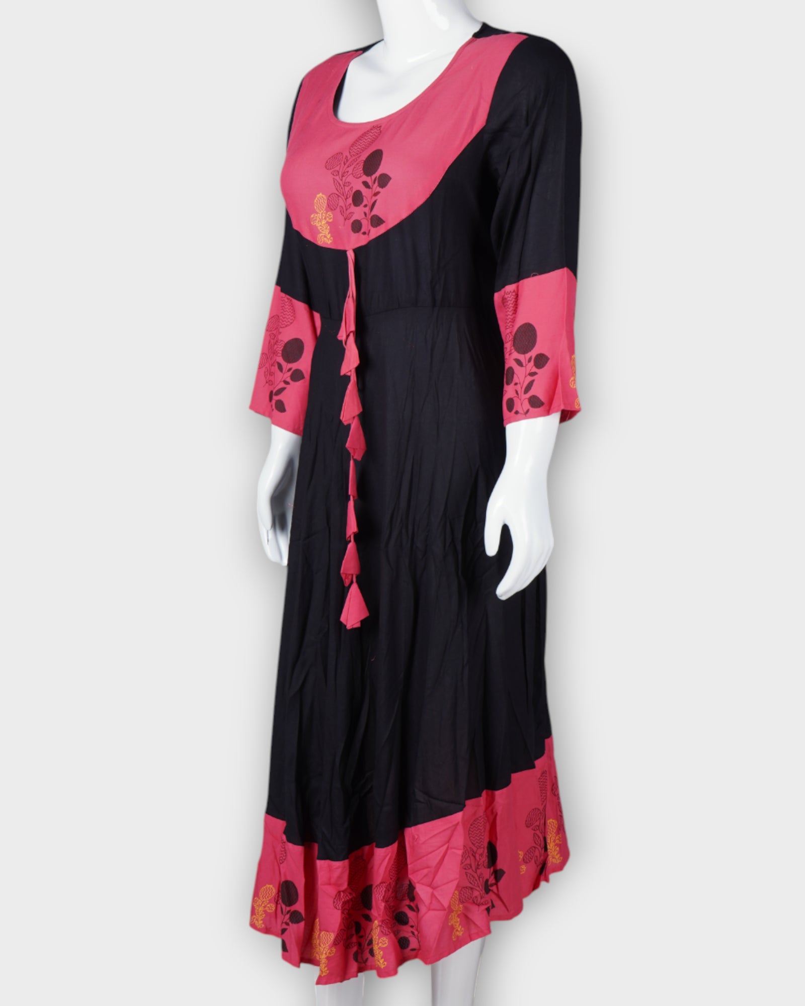Black Cotton Ethnic Gown