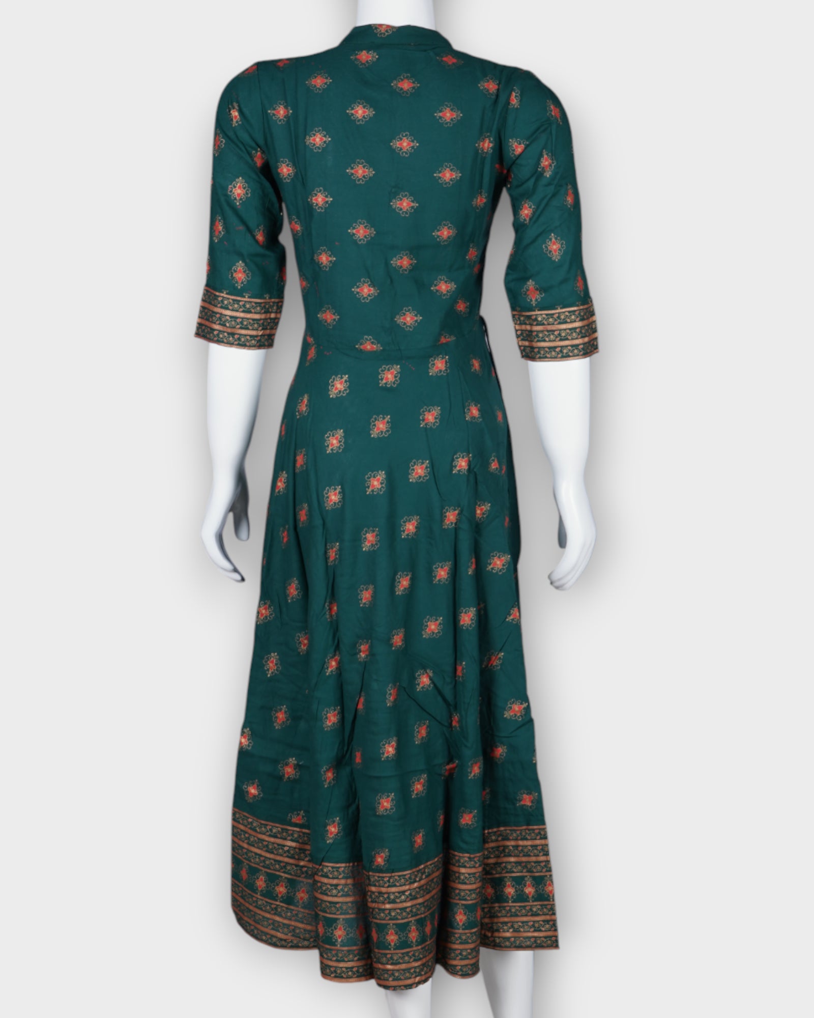 Green Cotton Foil Print Kurthi