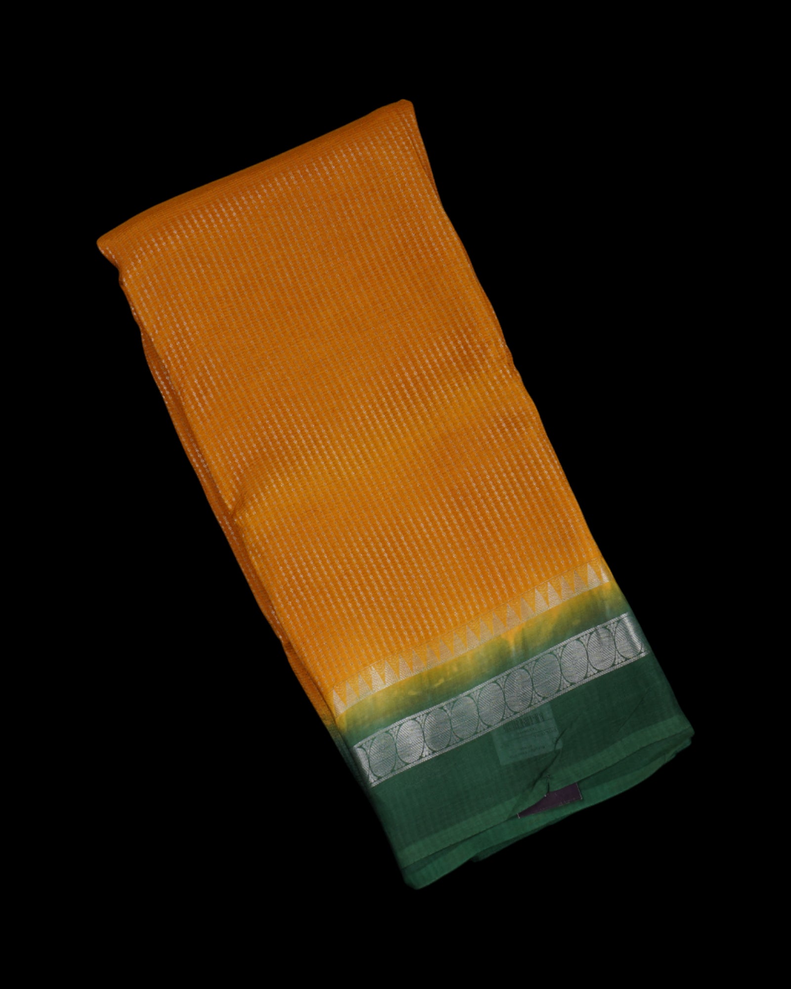 Yellow Mangalgiri Silk Saree With Silver Zari