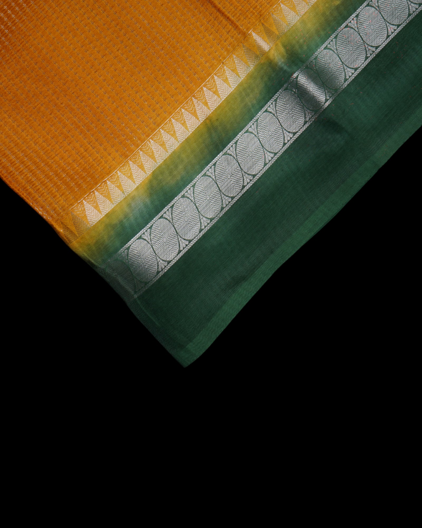 Yellow Mangalgiri Silk Saree With Silver Zari