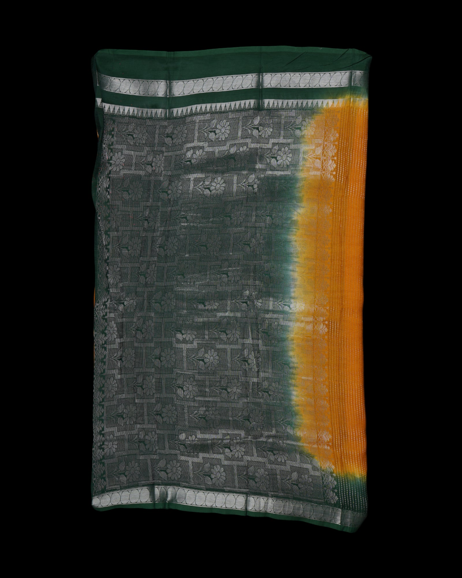 Yellow Mangalgiri Silk Saree With Silver Zari