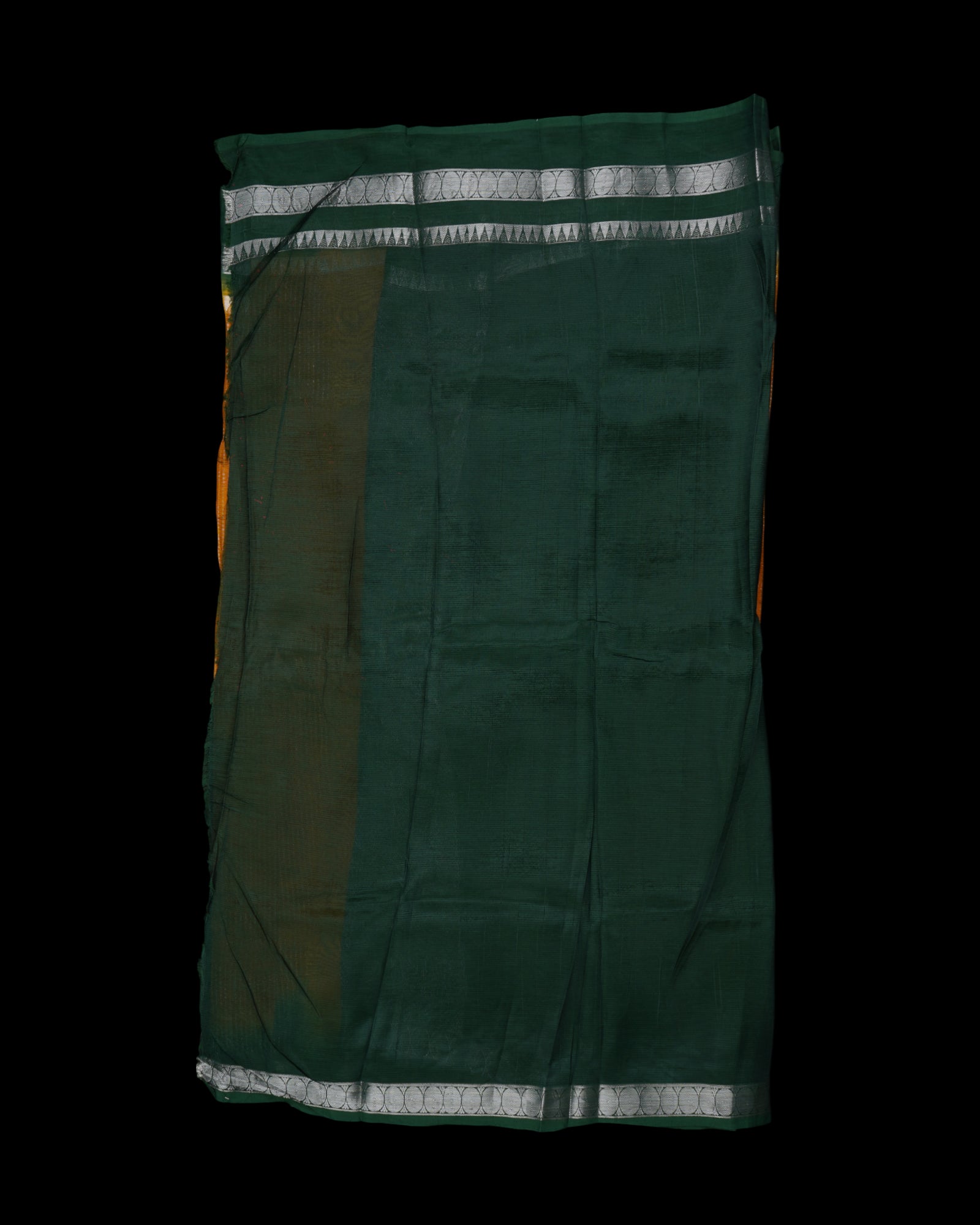 Yellow Mangalgiri Silk Saree With Silver Zari
