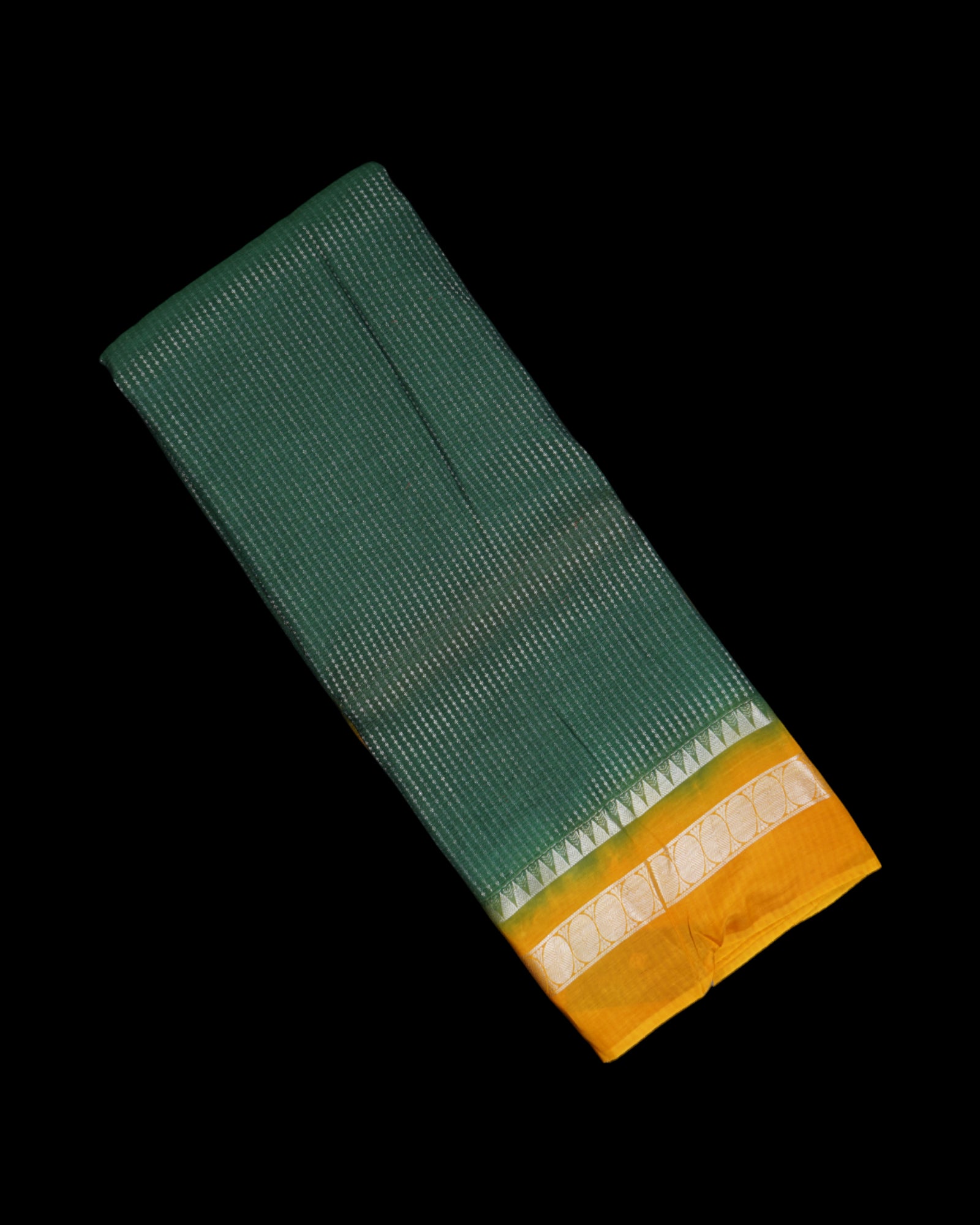 Green Mangalgiri Pattu Silk Saree With Zari Drops