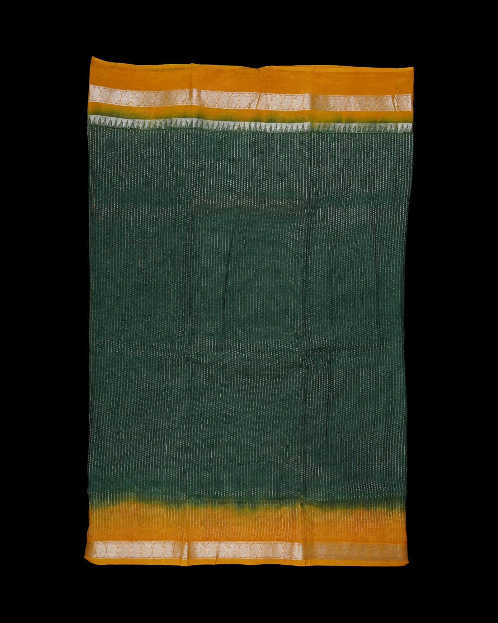 Green Mangalgiri Pattu Silk Saree With Zari Drops