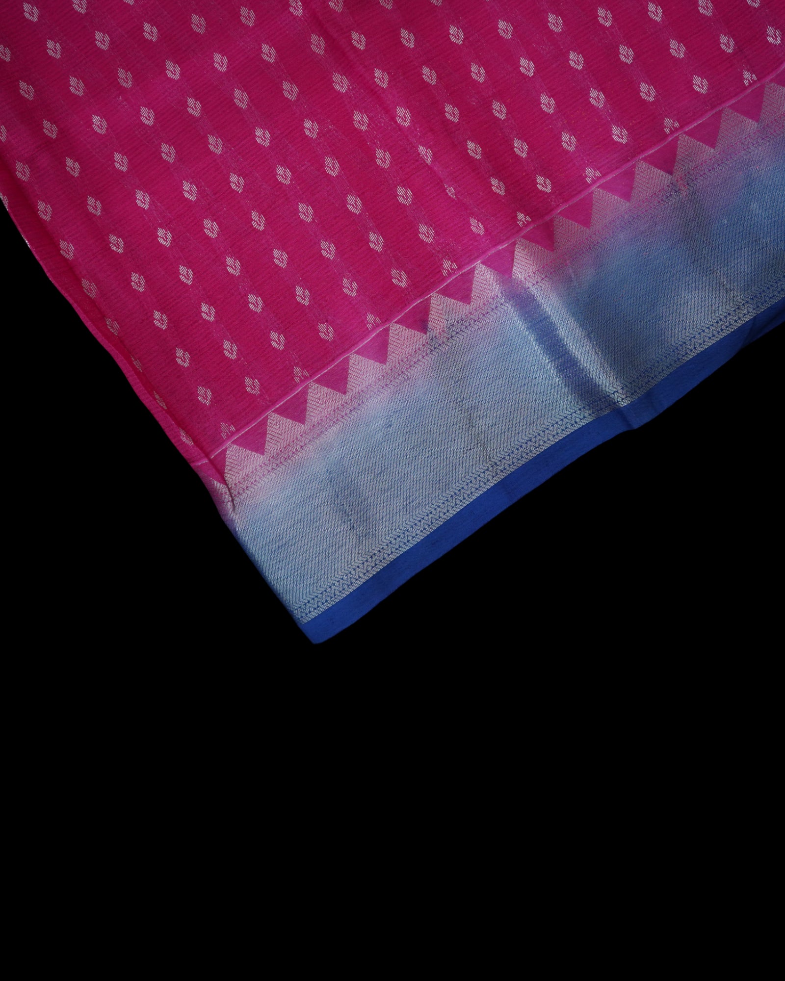 Rani Pink Mangalgiri Silk Saree With Silver Zari