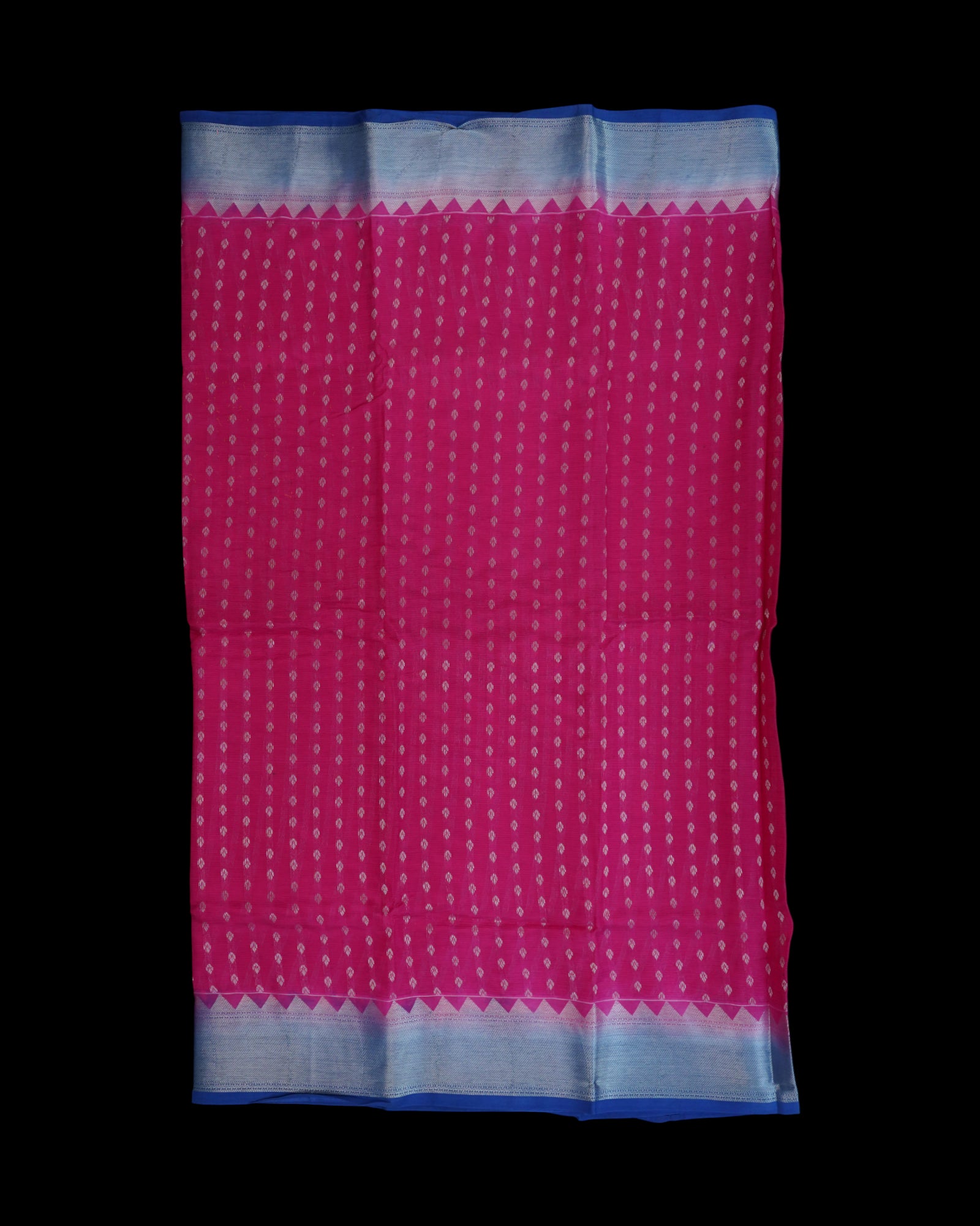 Rani Pink Mangalgiri Silk Saree With Silver Zari