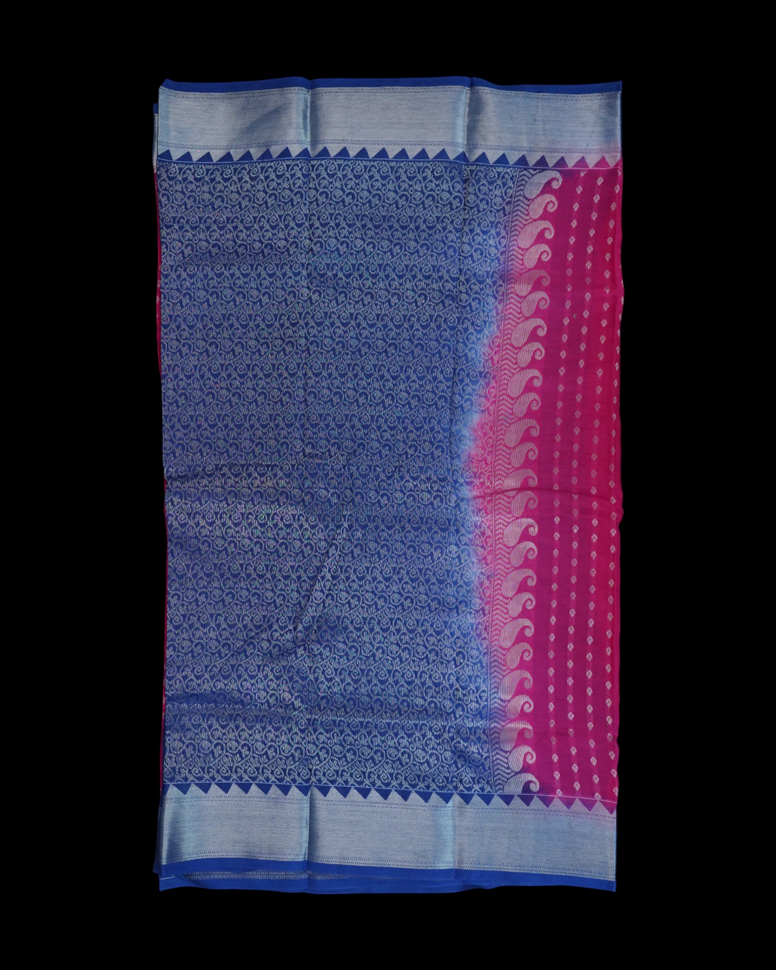 Rani Pink Mangalgiri Silk Saree With Silver Zari