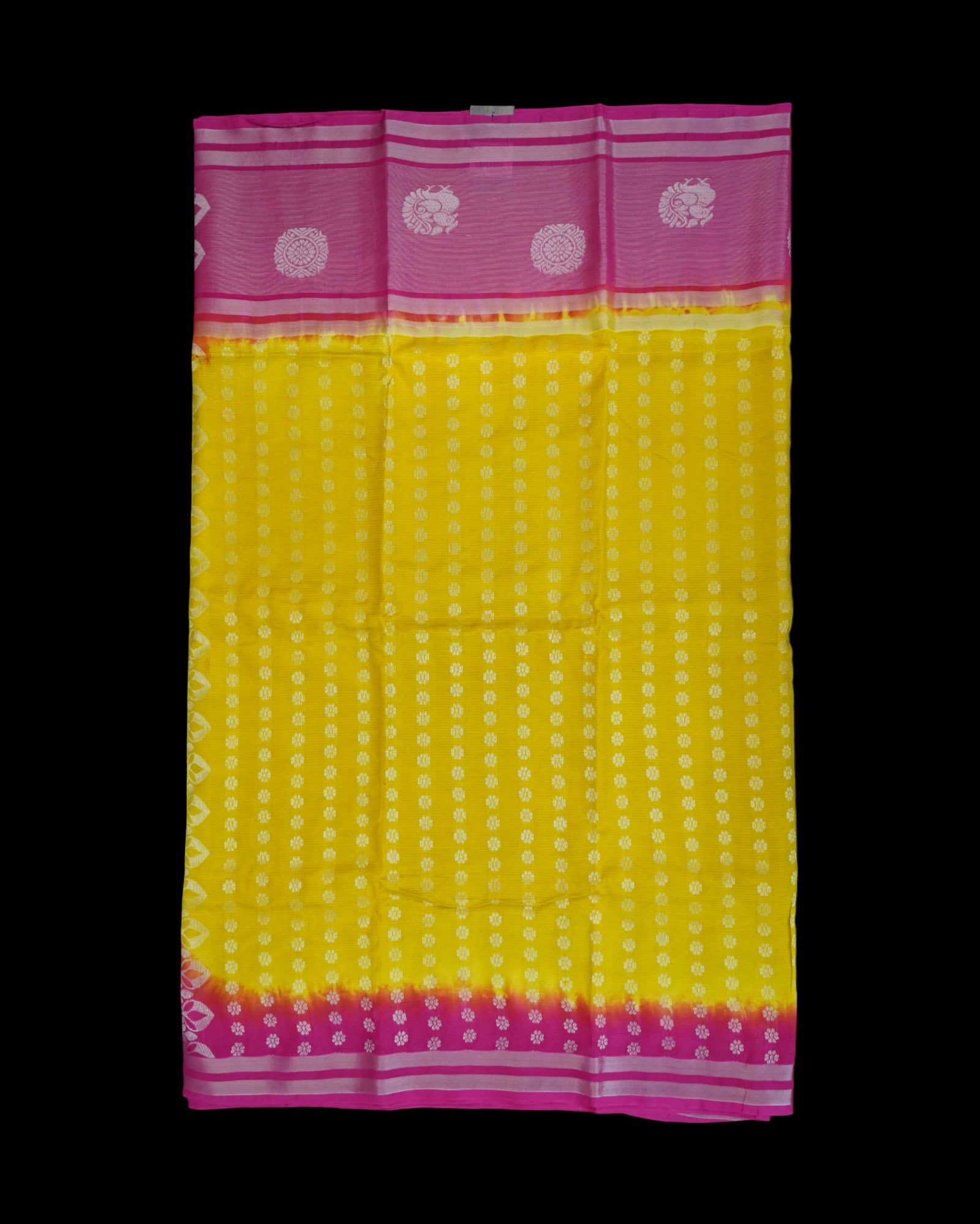 Mangalgiri Pattu Saree With Silver Floral Accents