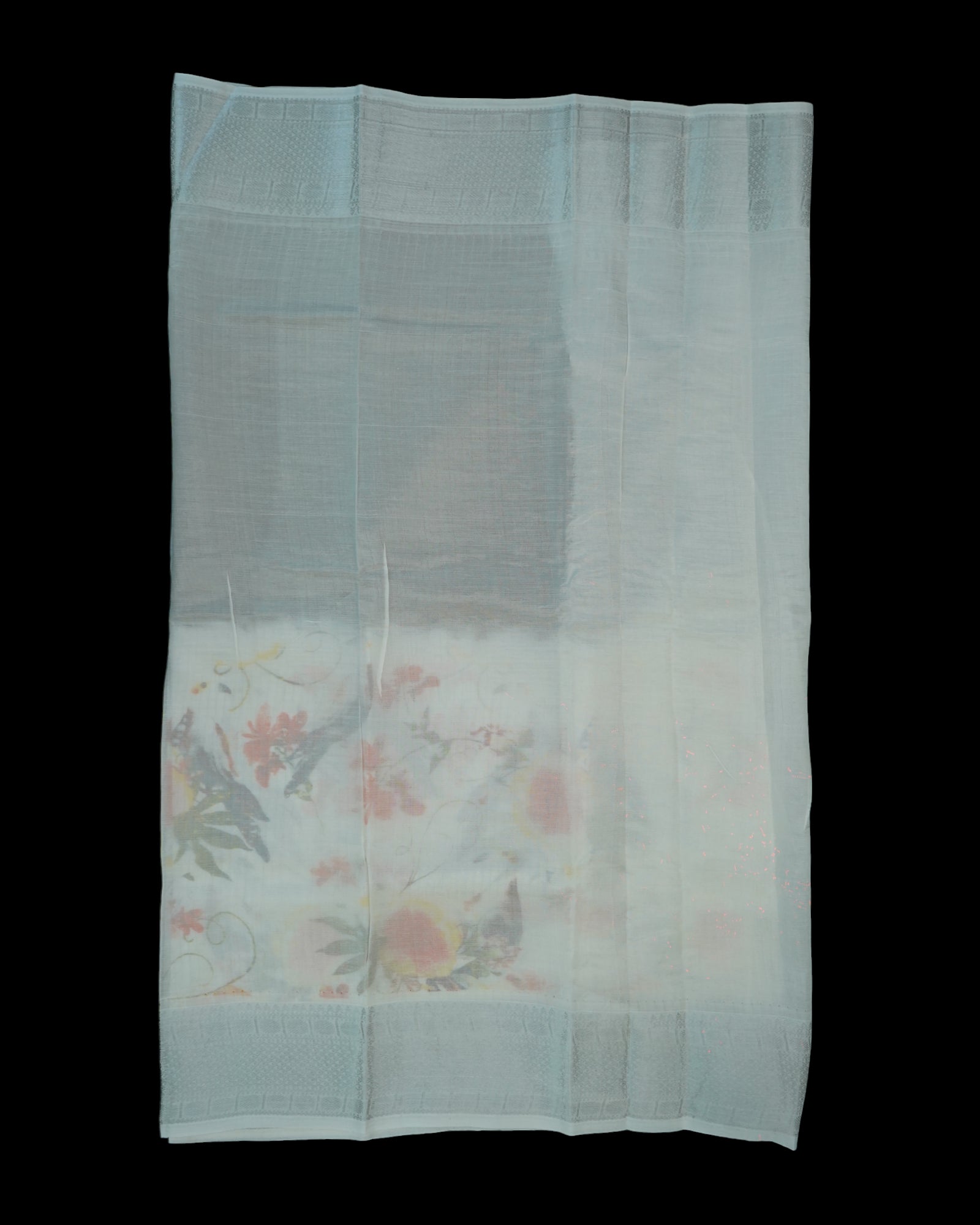 Off White Mangalgiri Pure Pattu Silk Saree