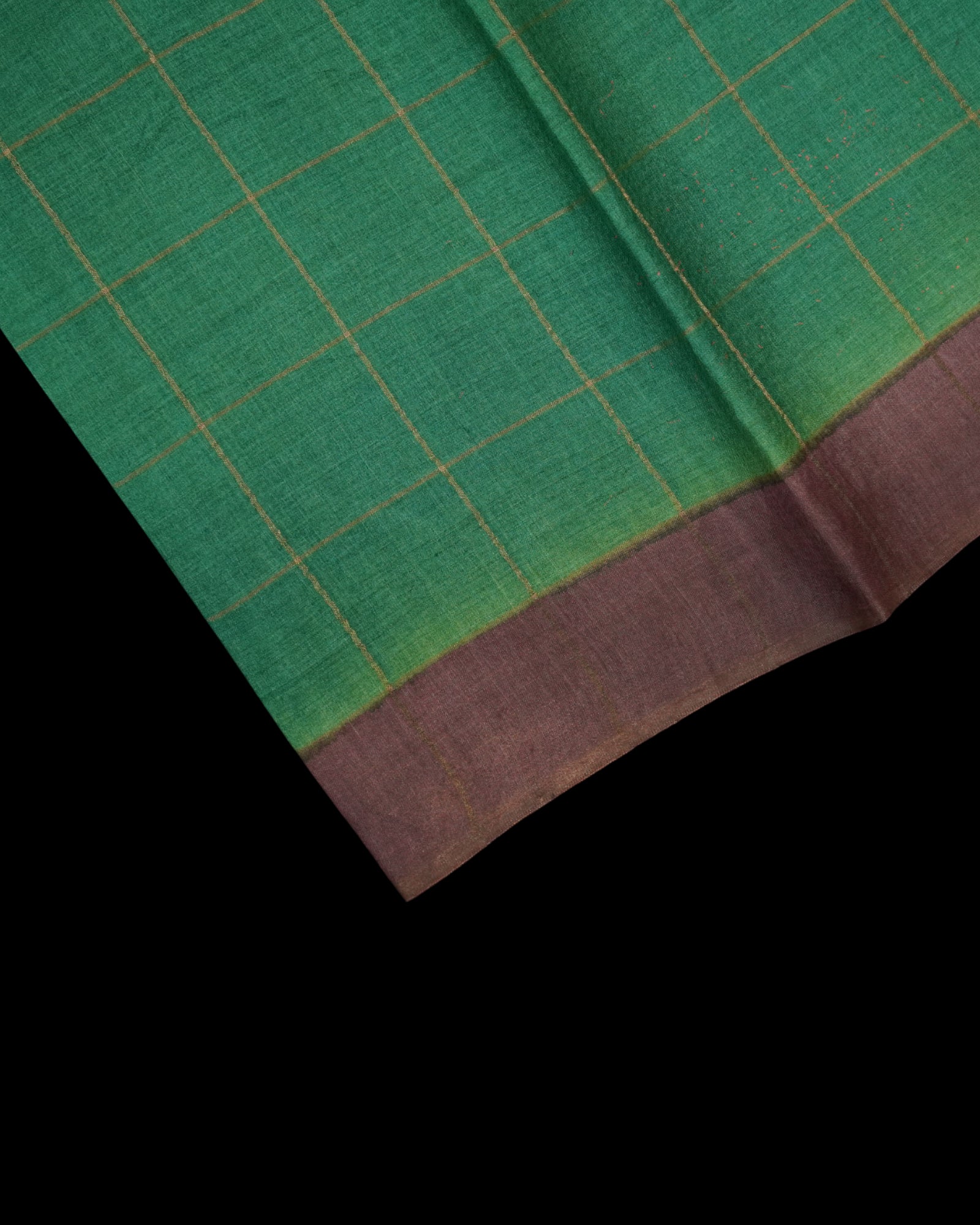 Green Mangalgiri Silk Saree Gold Zari Checks