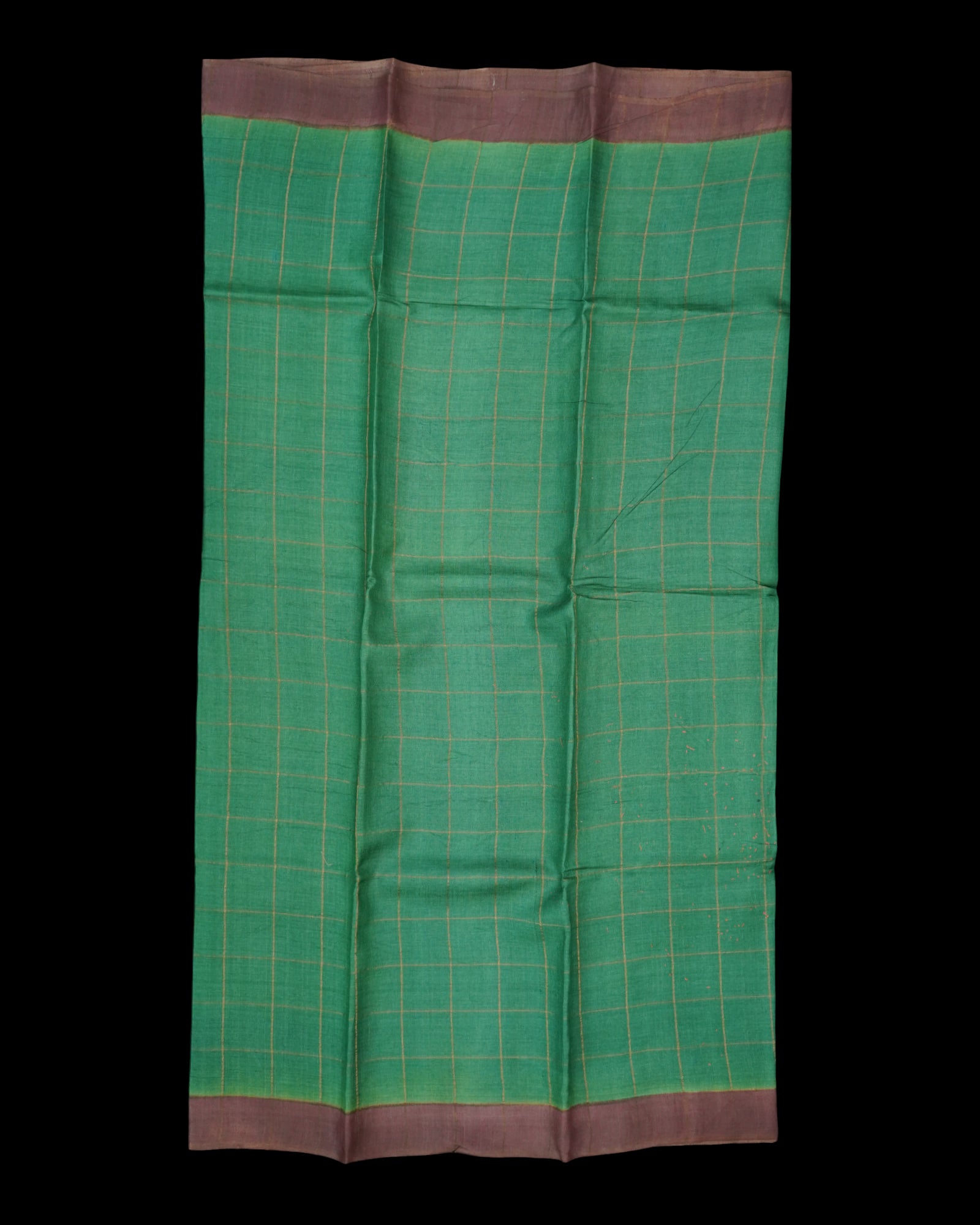 Green Mangalgiri Silk Saree Gold Zari Checks