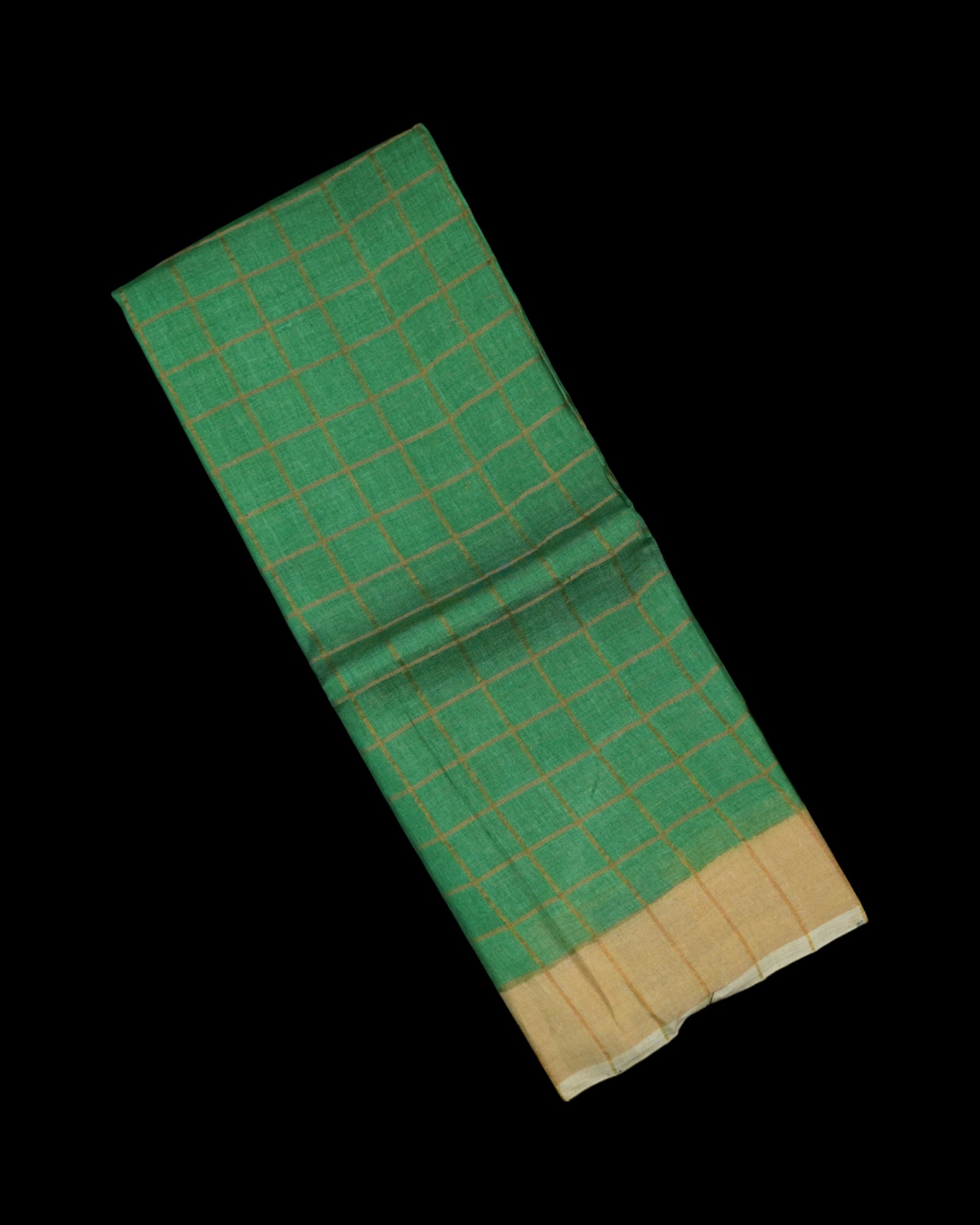 Green Mangalgiri Silk Saree With Gold Zari Checks