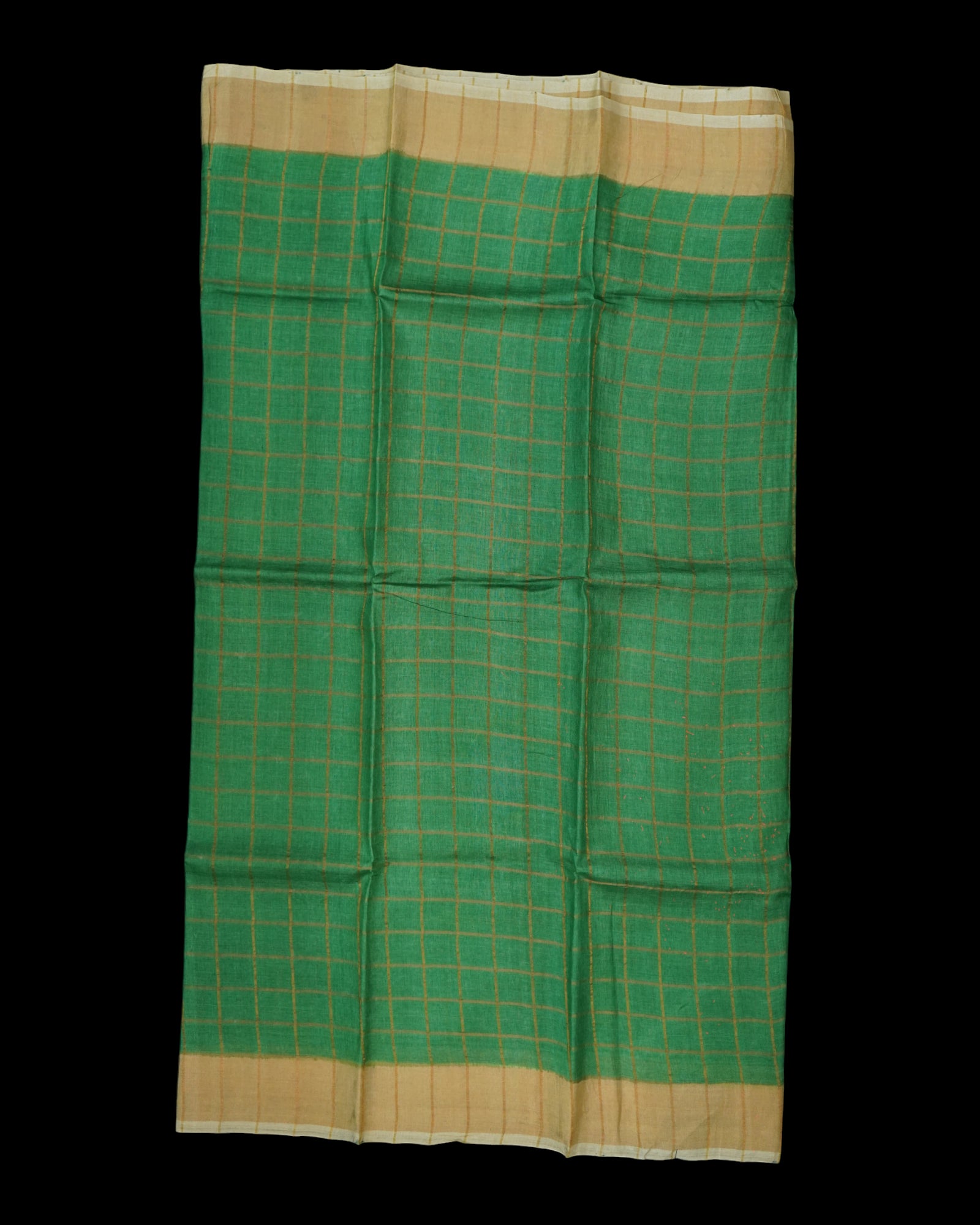 Green Mangalgiri Silk Saree With Gold Zari Checks