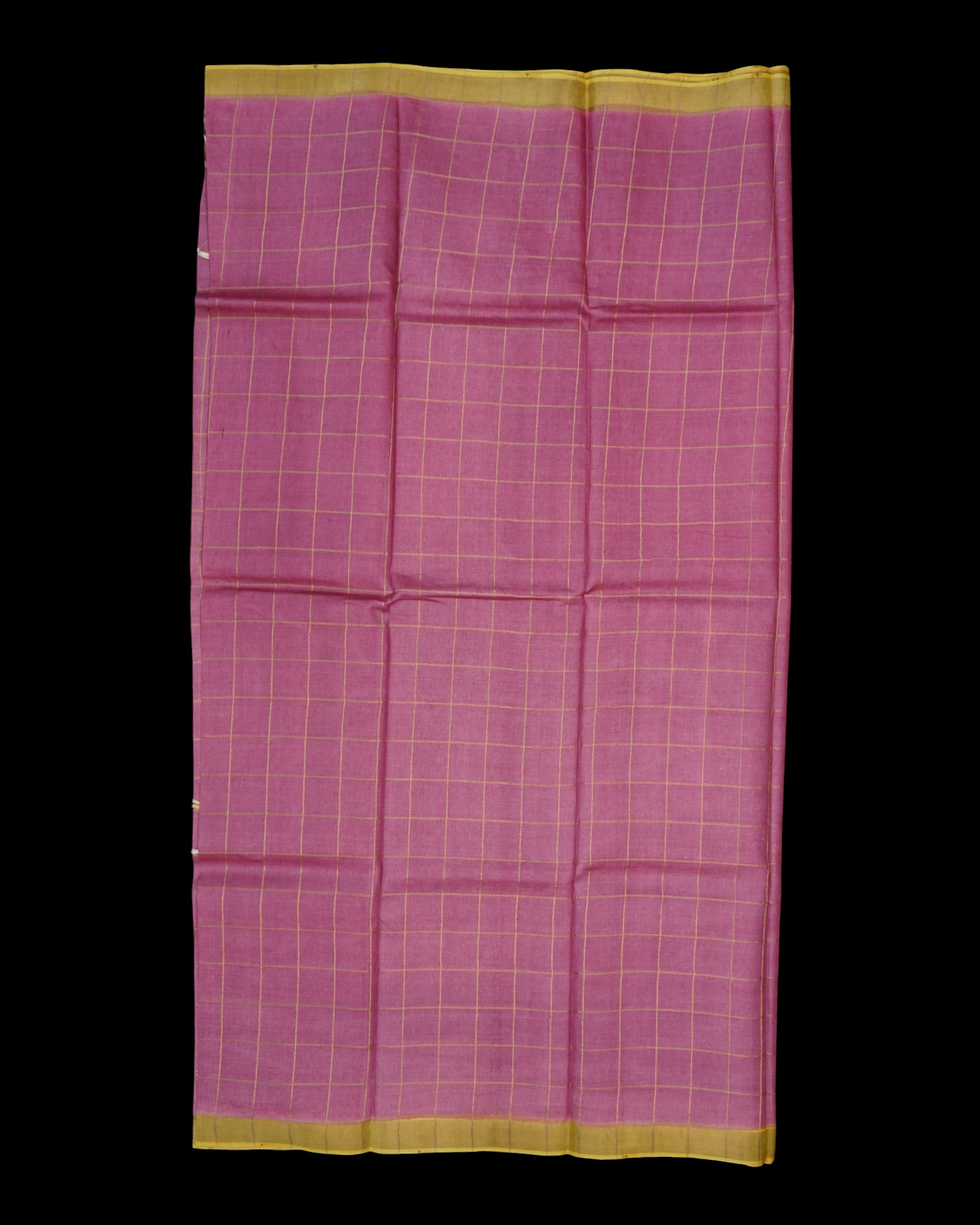 Pink Mangalgiri Silk Saree Gold Zari Accents