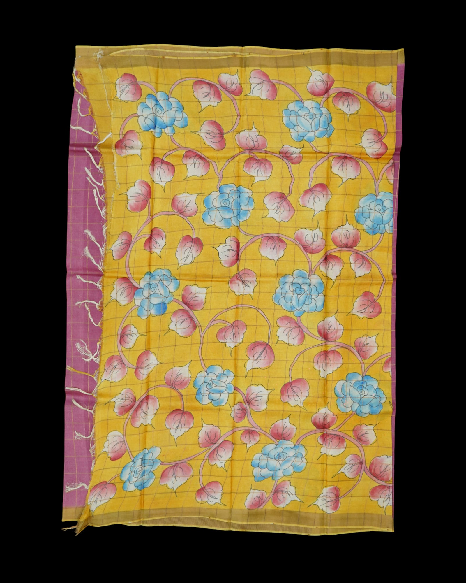 Pink Mangalgiri Silk Saree Gold Zari Accents
