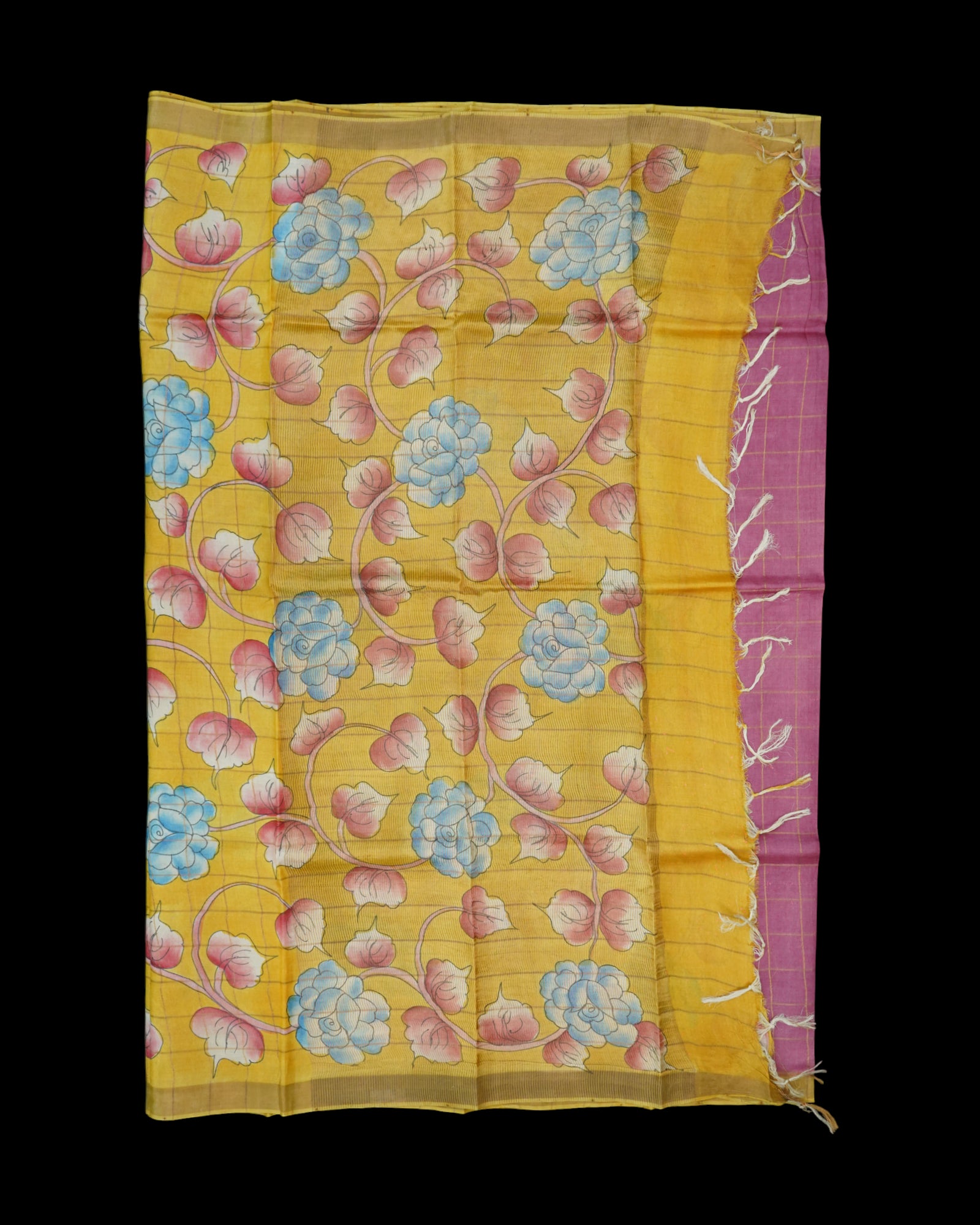 Pink Mangalgiri Silk Saree Gold Zari Accents