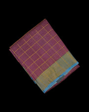Floral Printed Dark Pink Mangalgiri Silk Saree